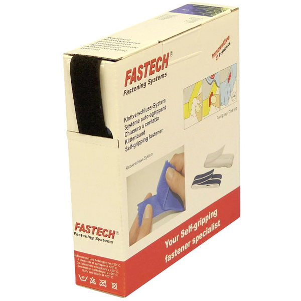 FASTECH® B25-SKL02999910 Klettband zum Aufkleben Hotmelt Flauschteil (L x B) 10m x 25mm Schwarz 10m
