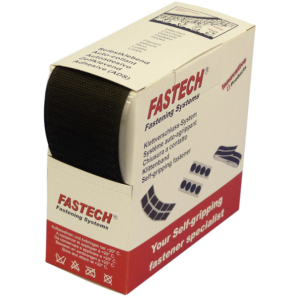 FASTECH® B50-SK-H-999905 Klettband zum Aufkleben Hotmelt Haftteil (L x B) 5m x 50mm Schwarz 5m