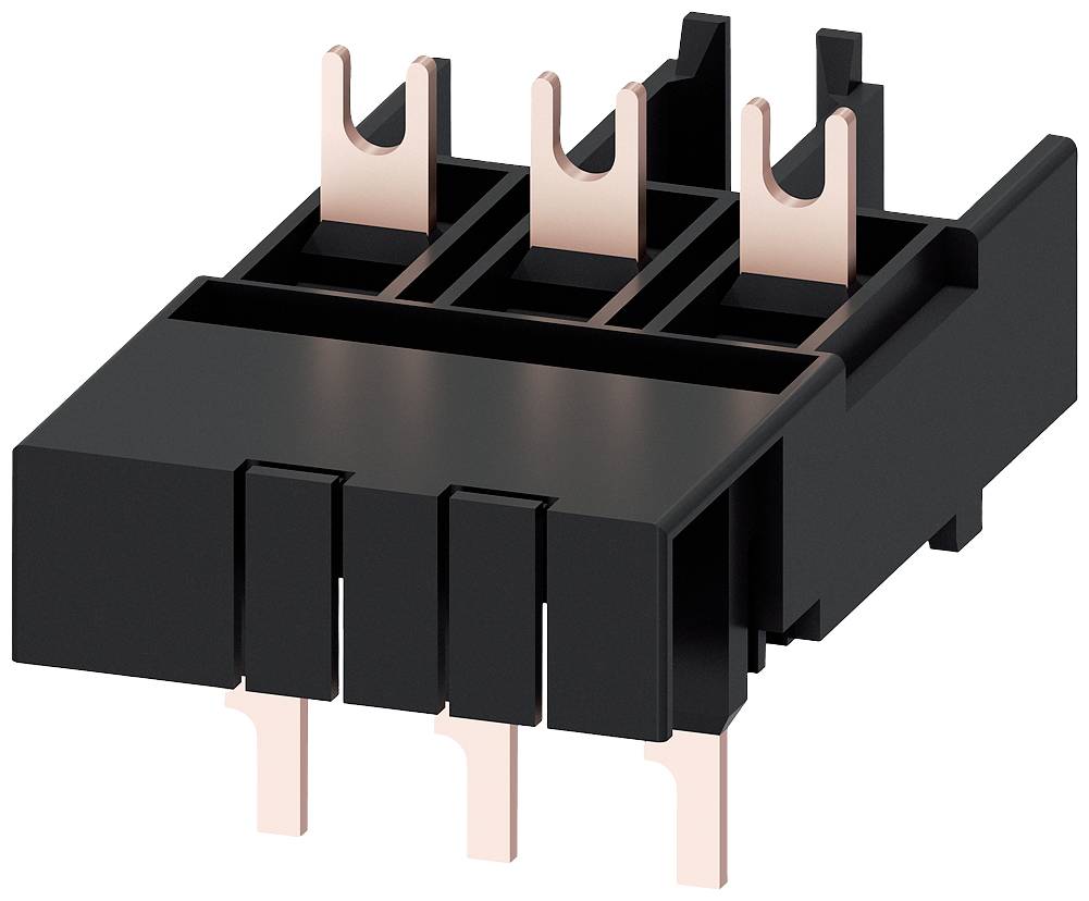 Ein elektrischer Steckverbinder in Schwarz und Kupfer für industrielle Anwendungen, zeigt Kontaktstifte und Anschlusspunkte.