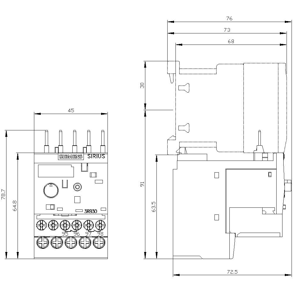 Siemens Überlastrelais 1 Schließer, 1 Öffner 3RB3016-1TB0 1St.
