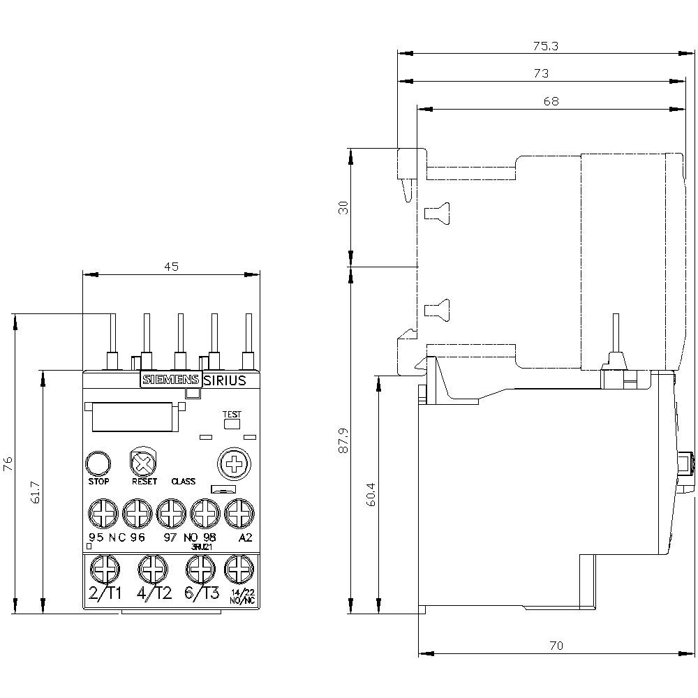 Siemens Überlastrelais 690 V/AC 1 Schließer, 1 Öffner 1 St. 3RU2116-0GB0