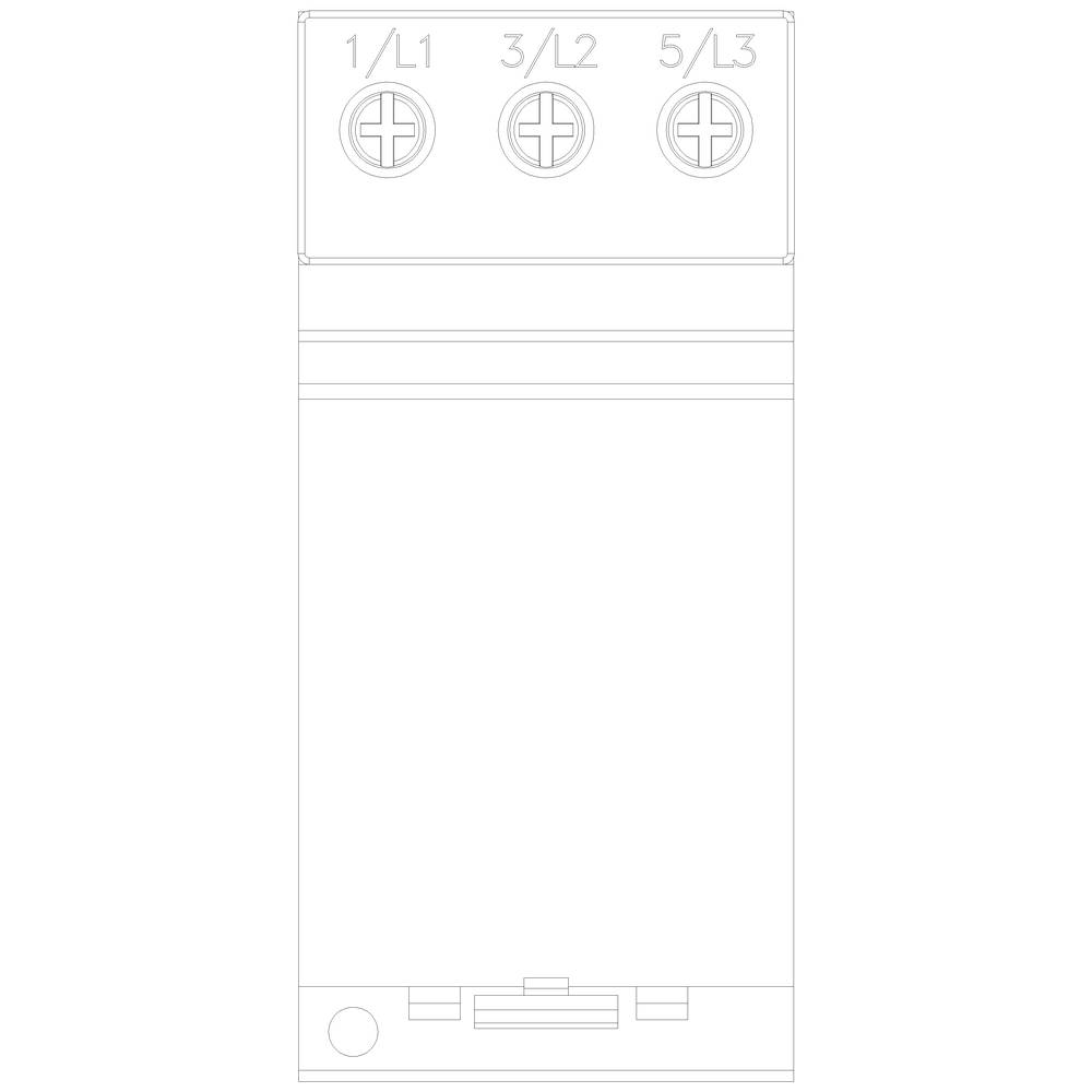Abdeckung eines elektrischen Schaltgeräts mit drei Anschlüssen, markiert mit '1/L1', '3/L2' und '5/L3'.
