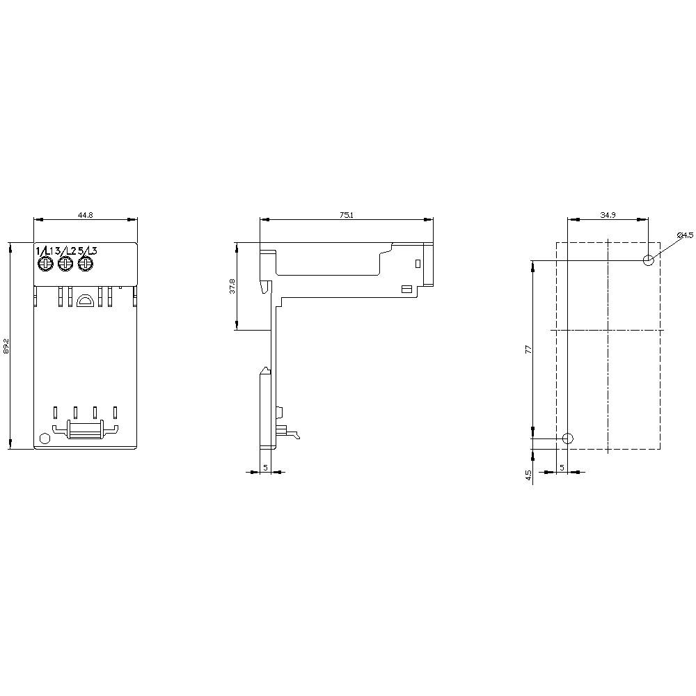 Siemens 3RU2916-3AA01 Einzelaufstellungsträger Schwarz 1St.