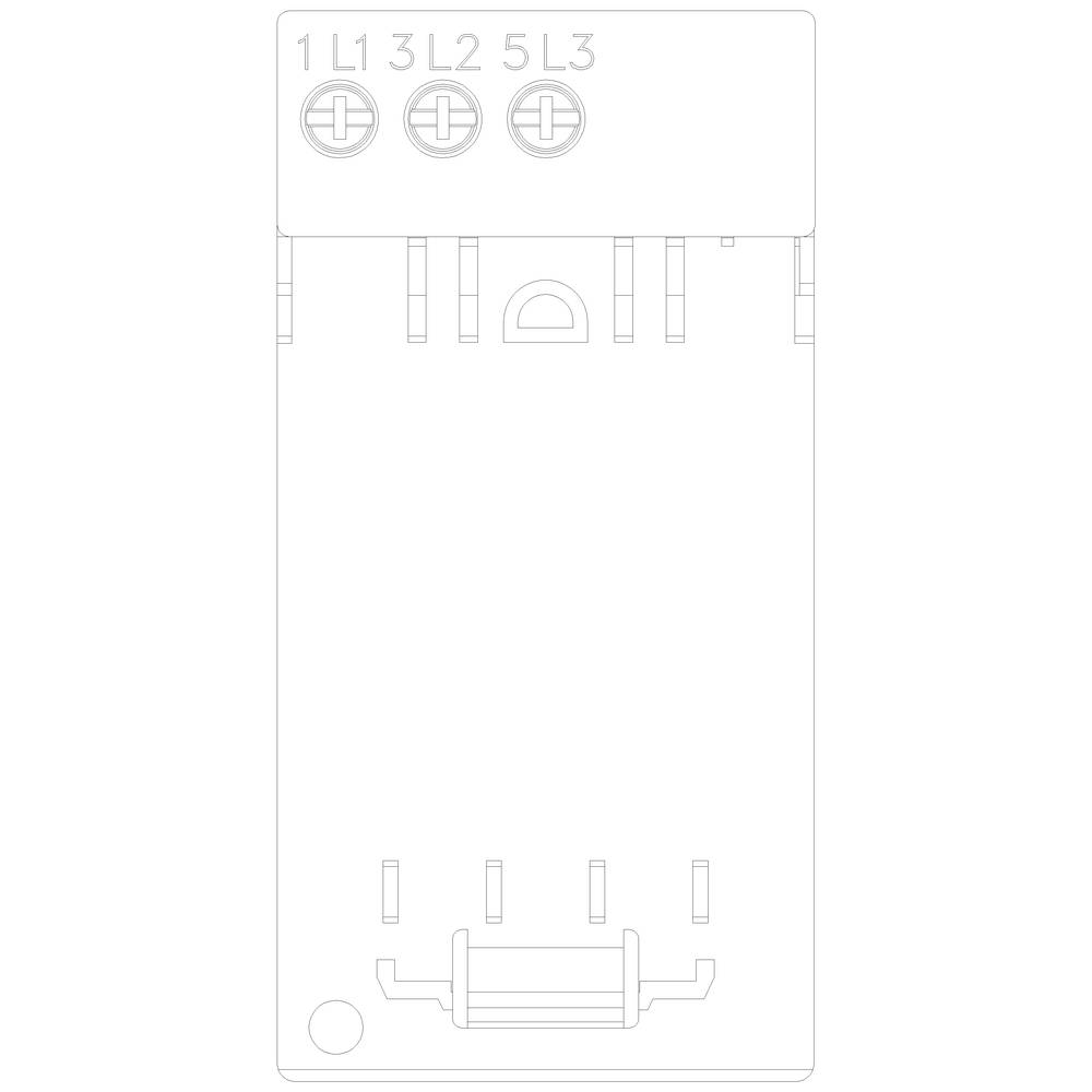 Ein einfaches, leeres Diagramm eines elektrischen Schalters mit drei Anschlussklemmen oben, beschriftet mit 'L1', 'L2', 'L3'.