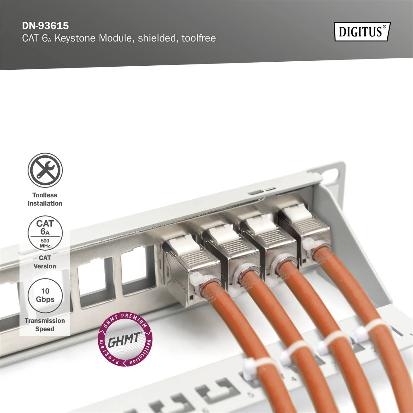 Digitus DN-93615 RJ45-Einbaumodul Keystone CAT 6a 1St.
