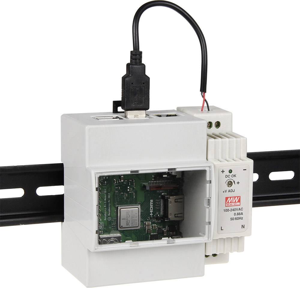 Raspberry Pi® Joy-it rb-case+07 SBC-Gehäuse Passend für (Entwicklungskits): zur Hutschienenmontage Grau