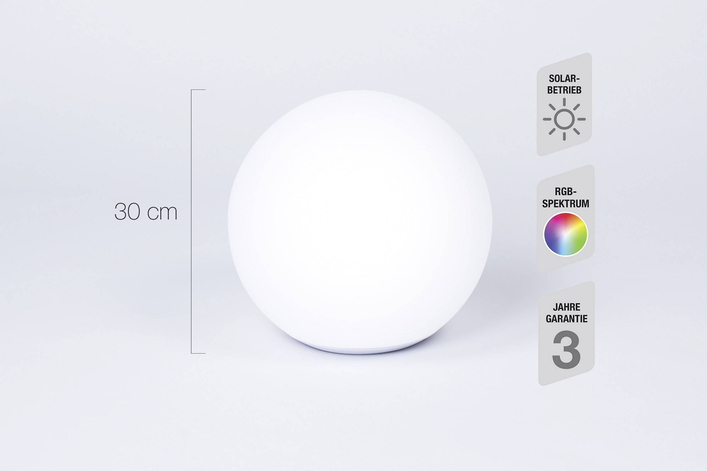 Telefunken Solar-Gartenleuchte Ball T90222 Kugel LED 9.6W RGBW Weiß