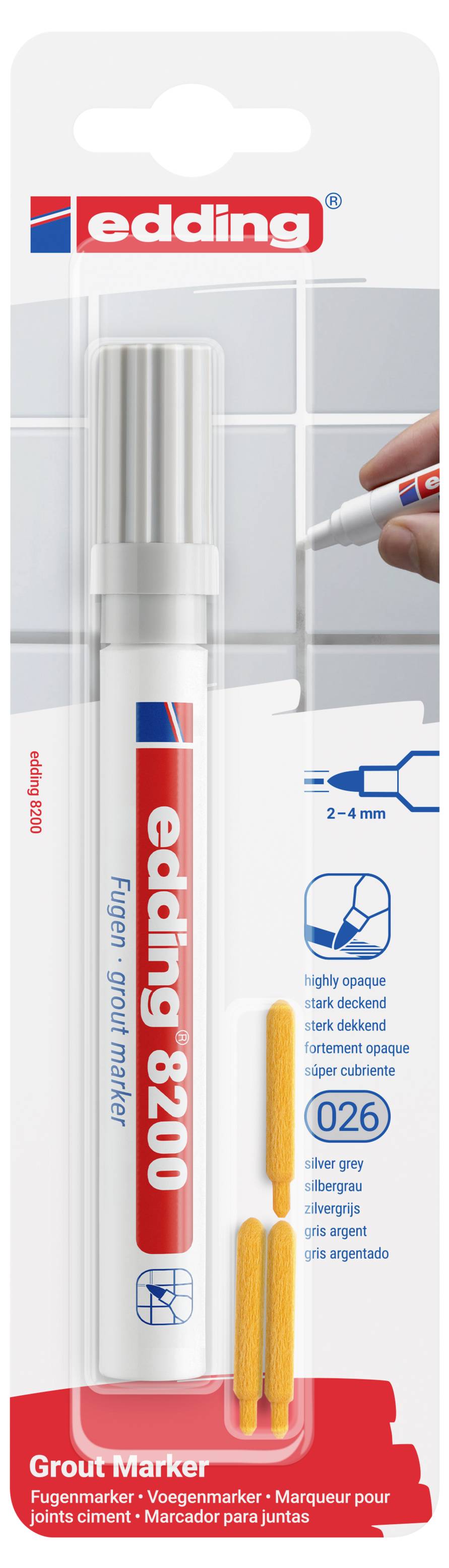 Edding 8200 4-8200-1-4026 Fugenmarker Silber-Grau 2 mm, 4 mm