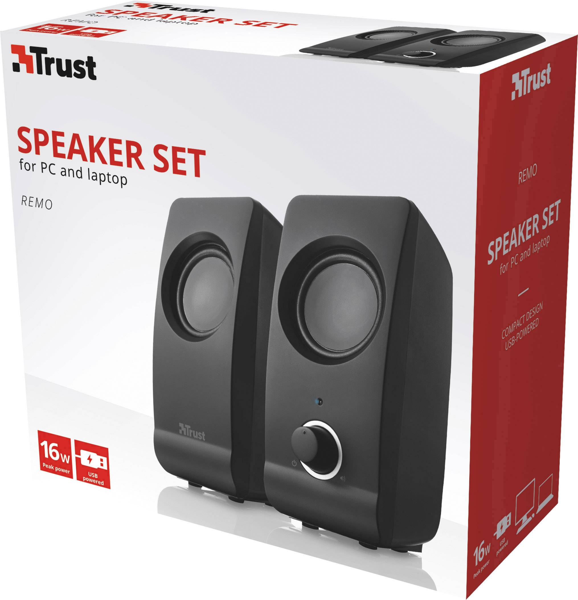 Trust Remo 2.0 PC-Lautsprecher Kabelgebunden 16 W Schwarz