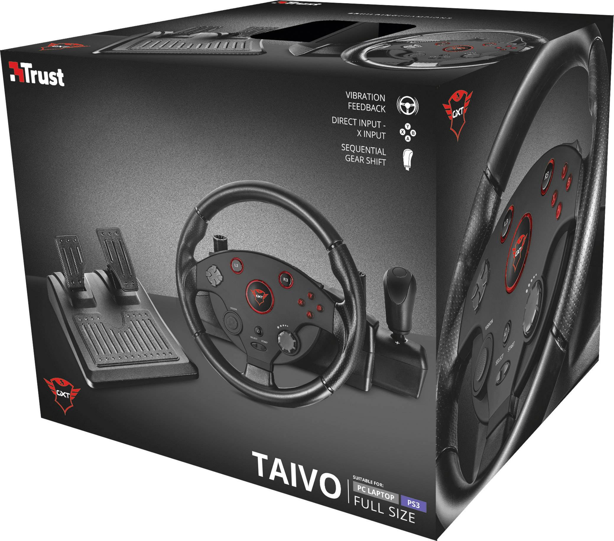 Trust Lenkrad GXT 288 PC, PlayStation 3 Schwarz inkl. Pedale