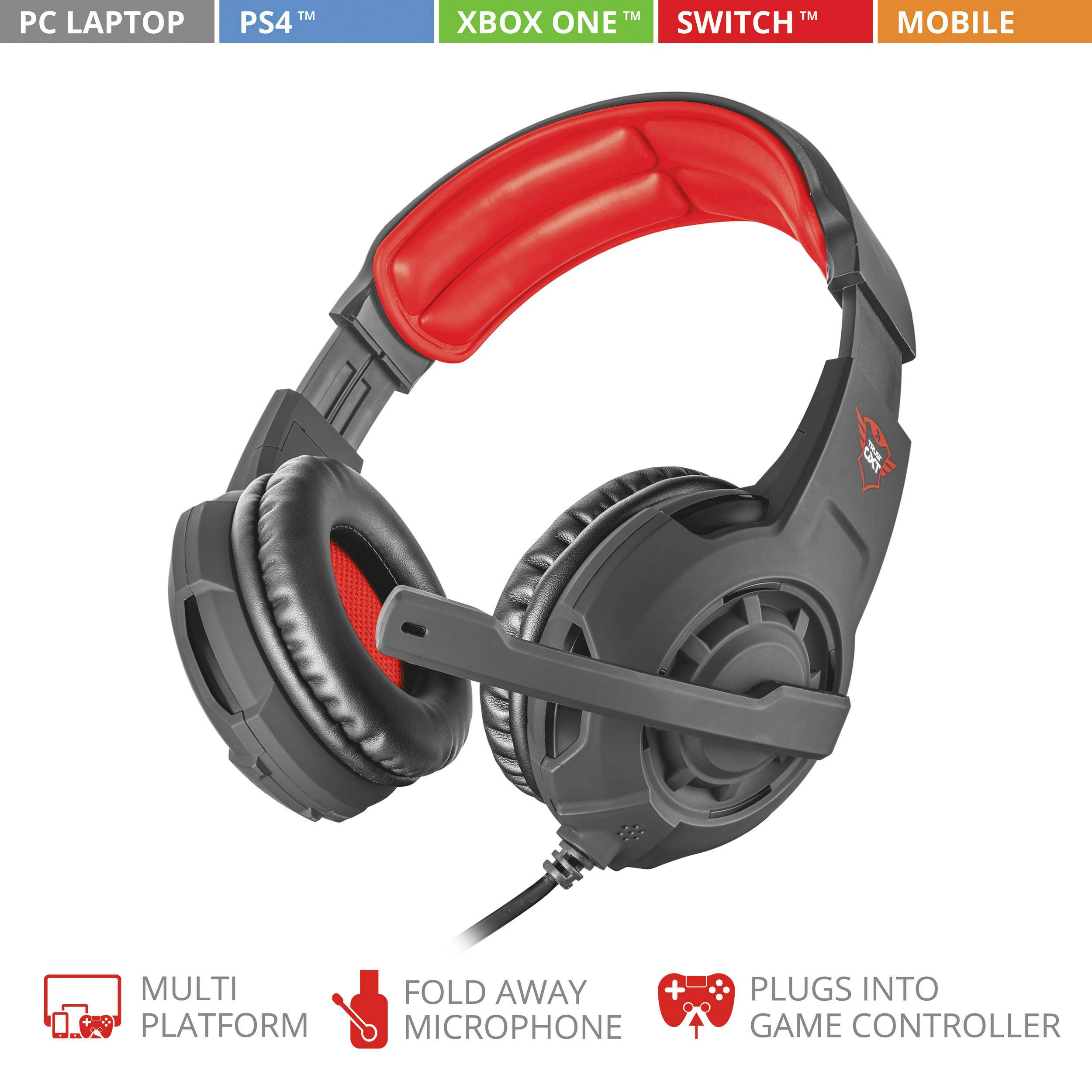 Trust GXT 310 Radius Gaming Over Ear Headset kabelgebunden Stereo Schwarz, Rot