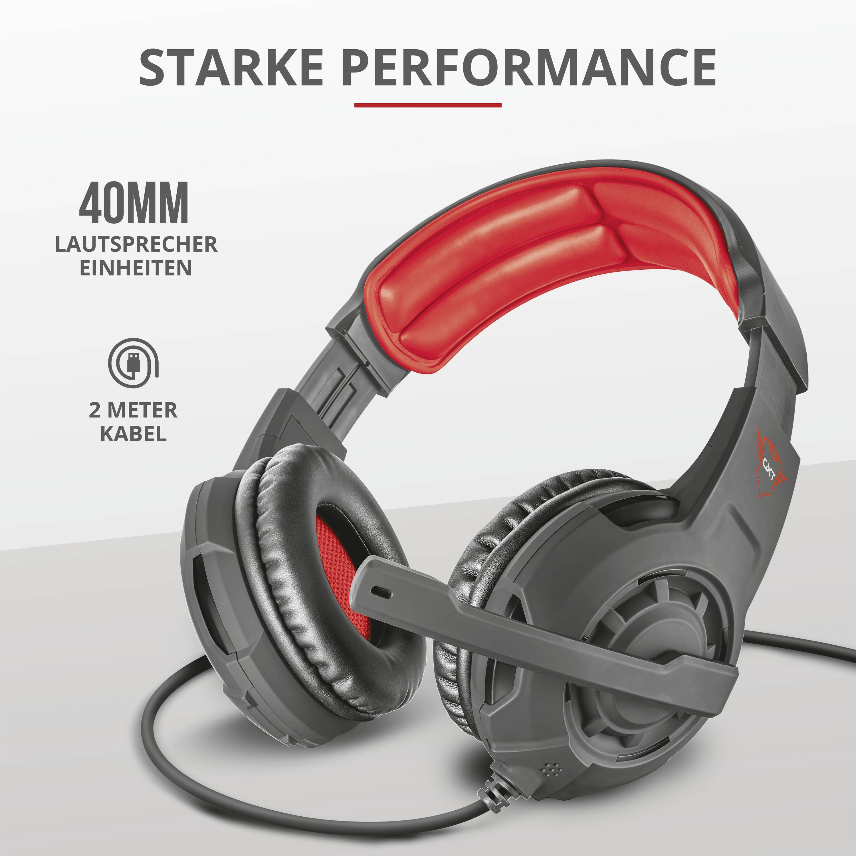 Trust GXT 310 Radius Gaming Over Ear Headset kabelgebunden Stereo Schwarz, Rot