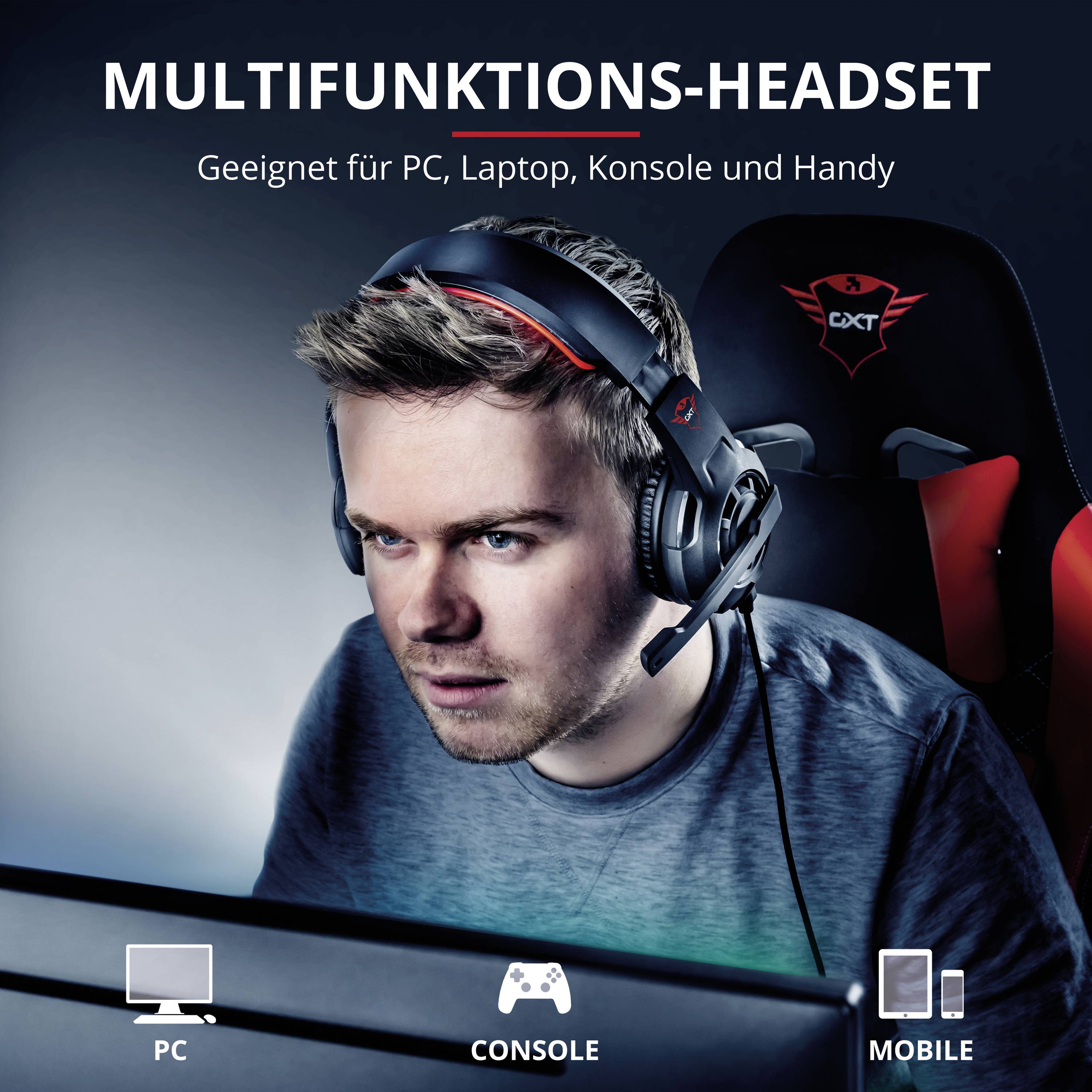Trust GXT 310 Radius Gaming Over Ear Headset kabelgebunden Stereo Schwarz, Rot