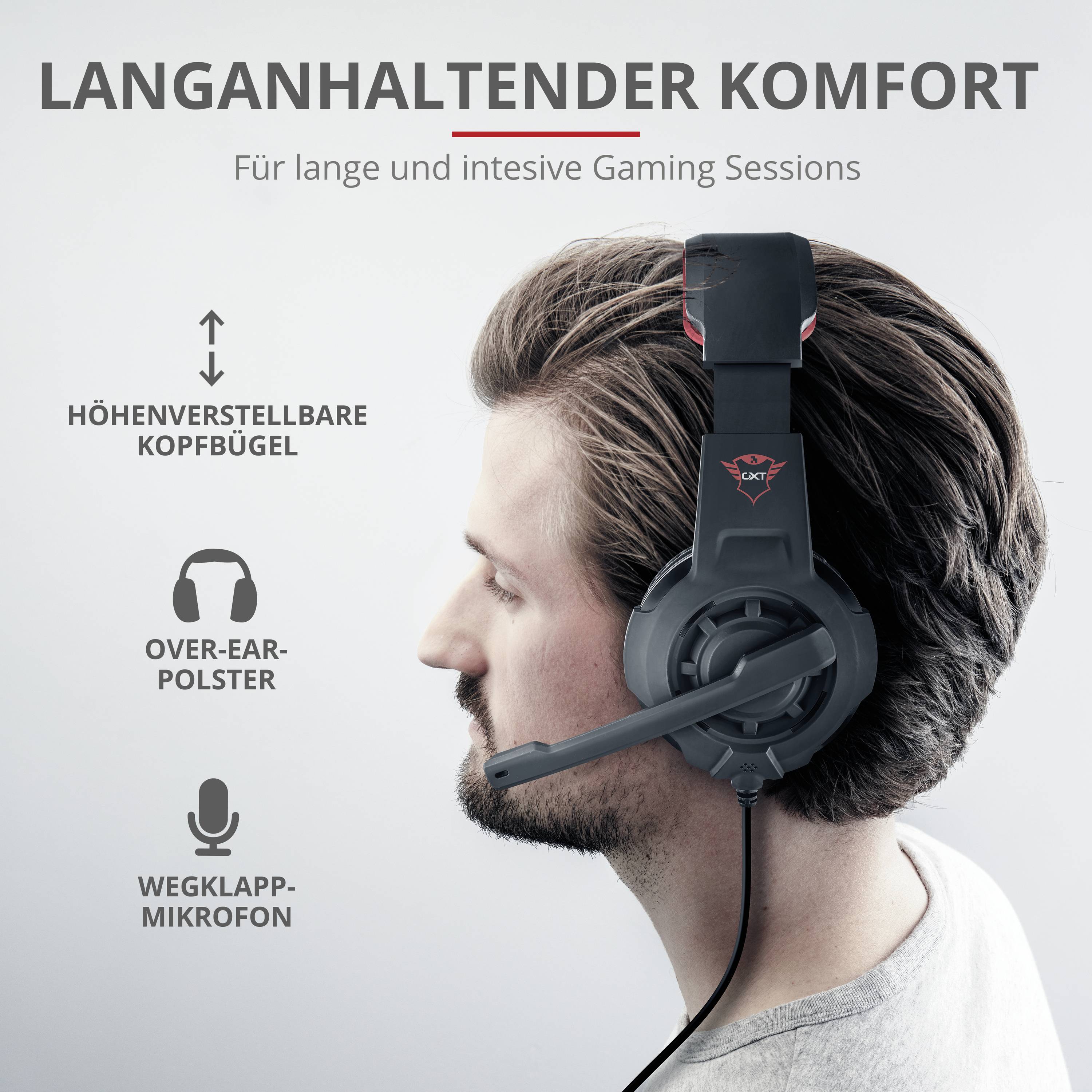 Trust GXT 310 Radius Gaming Over Ear Headset kabelgebunden Stereo Schwarz, Rot