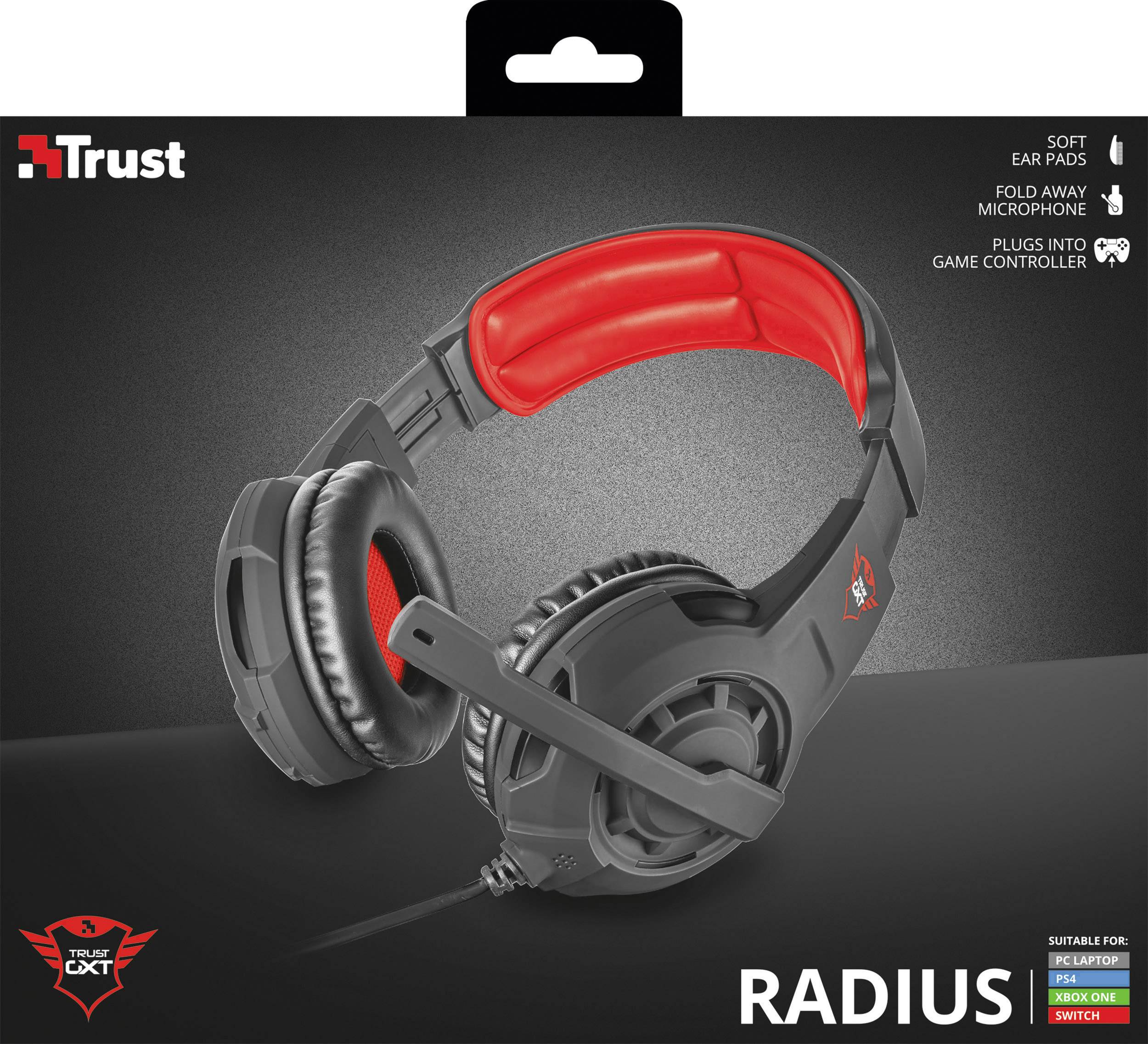 Trust GXT 310 Radius Gaming Over Ear Headset kabelgebunden Stereo Schwarz, Rot