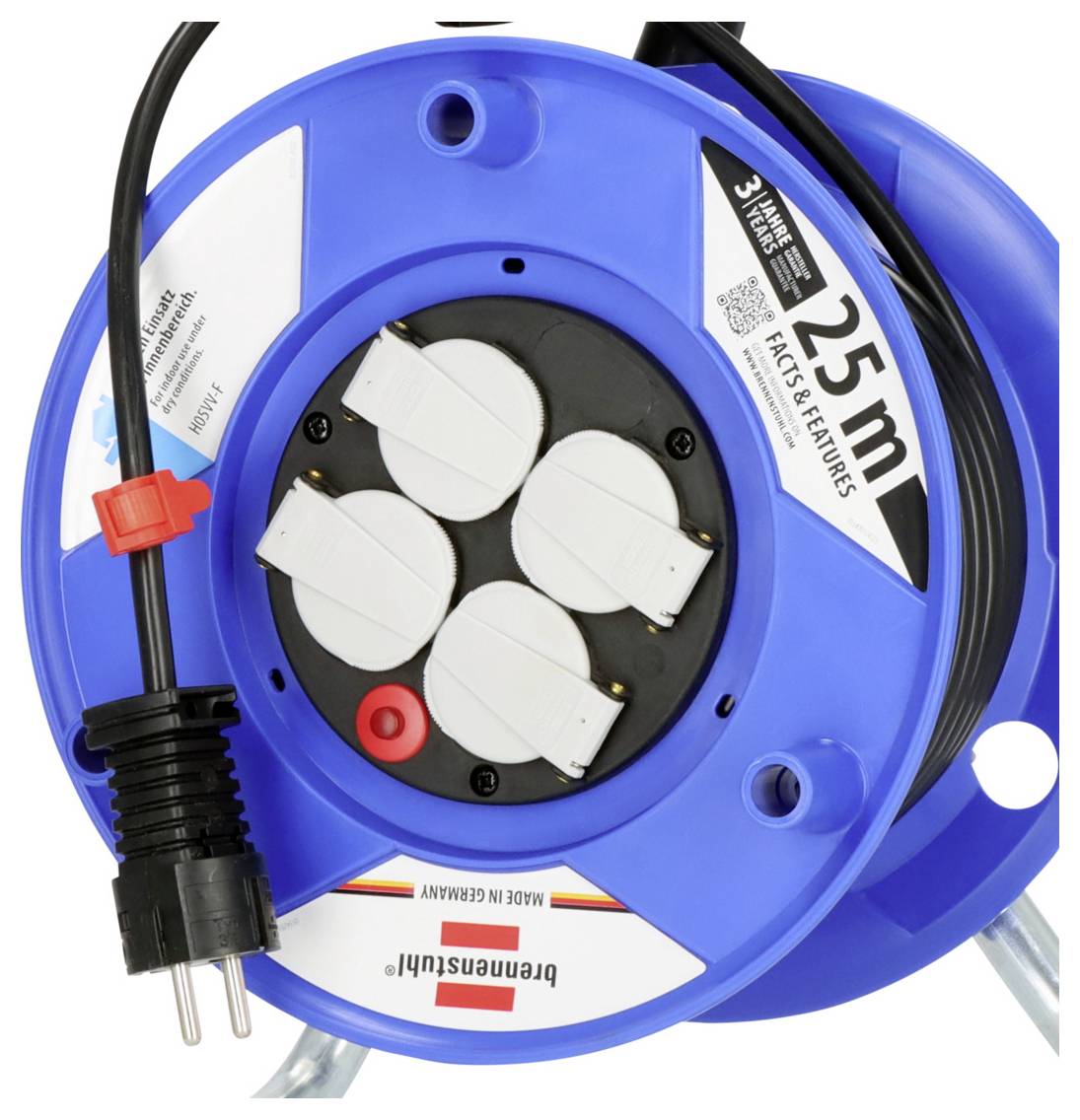 Brennenstuhl 1218050 Kabeltrommel 25.00 m Schwarz Schutzkontakt-Stecker