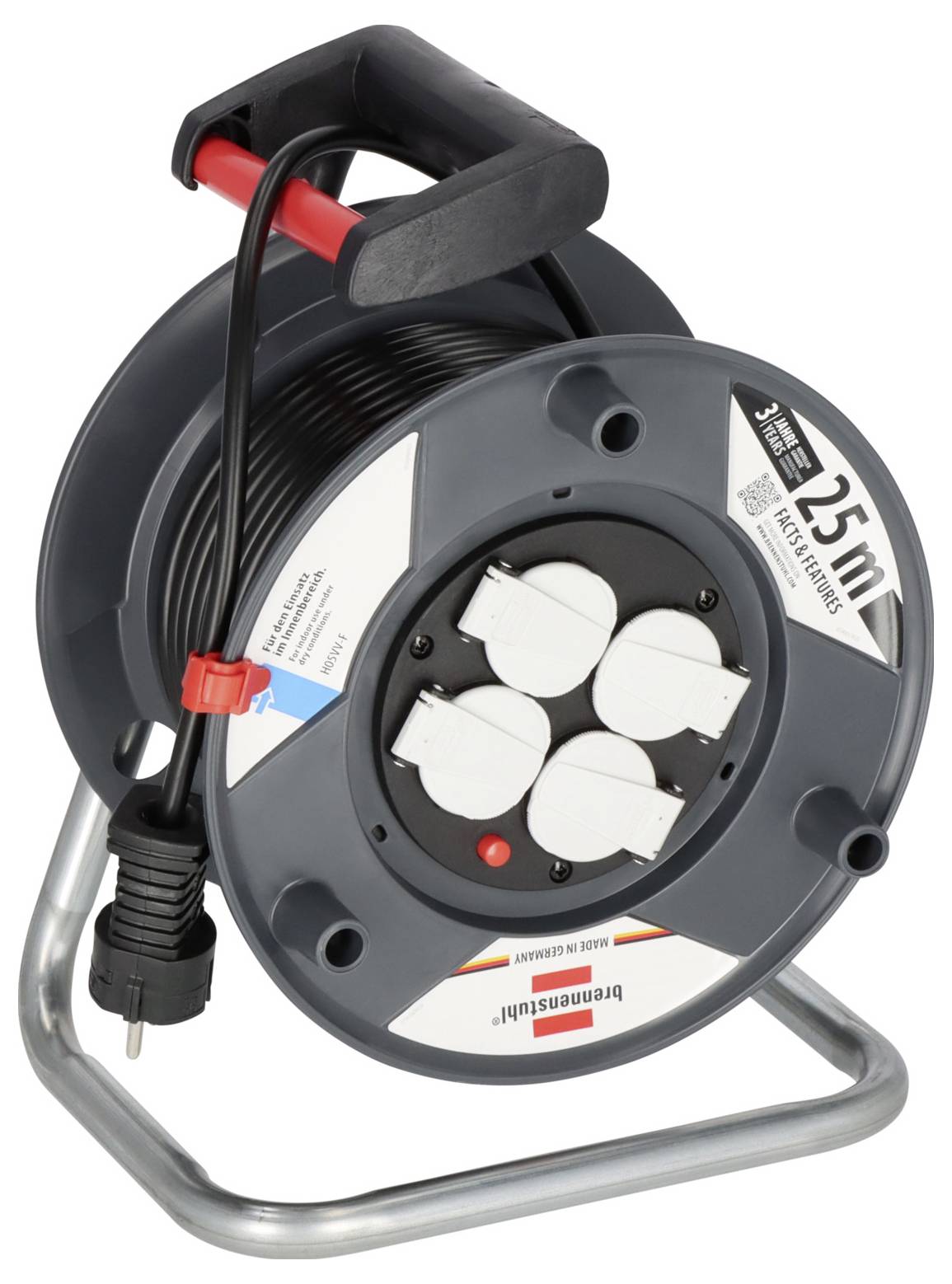 Brennenstuhl 1215056 Kabeltrommel 25.00m Schwarz Schutzkontakt-Stecker