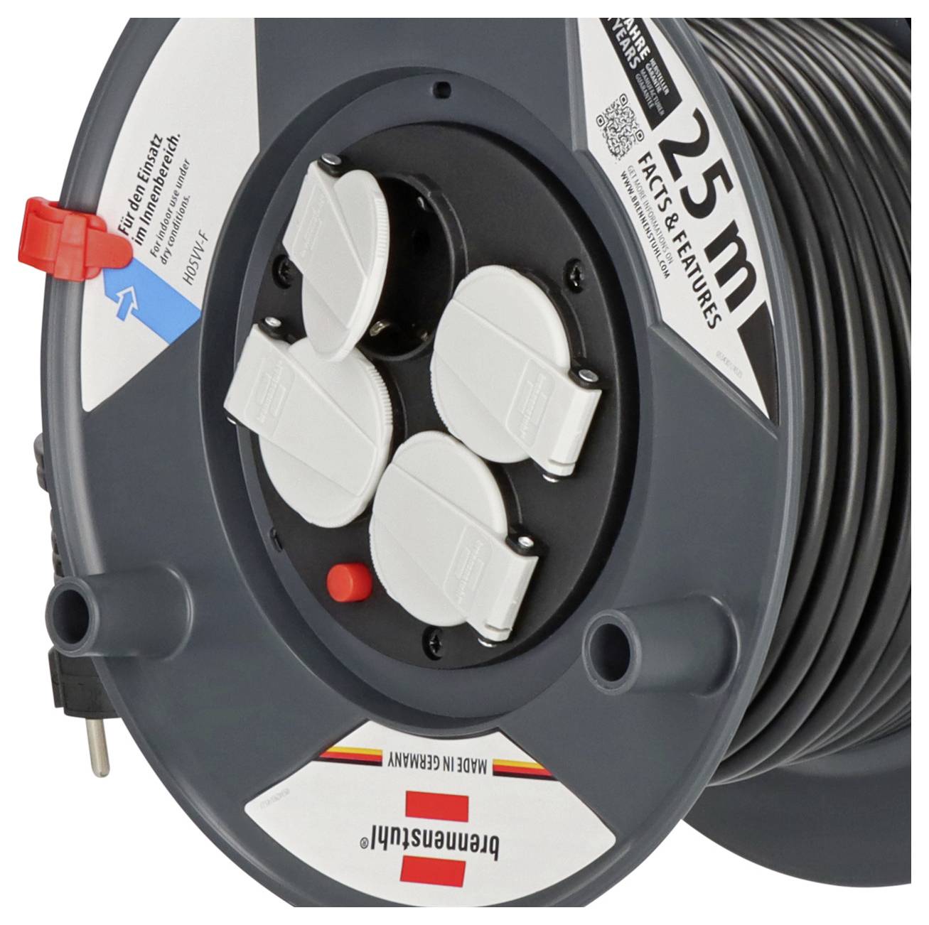 Brennenstuhl 1215056 Kabeltrommel 25.00m Schwarz Schutzkontakt-Stecker