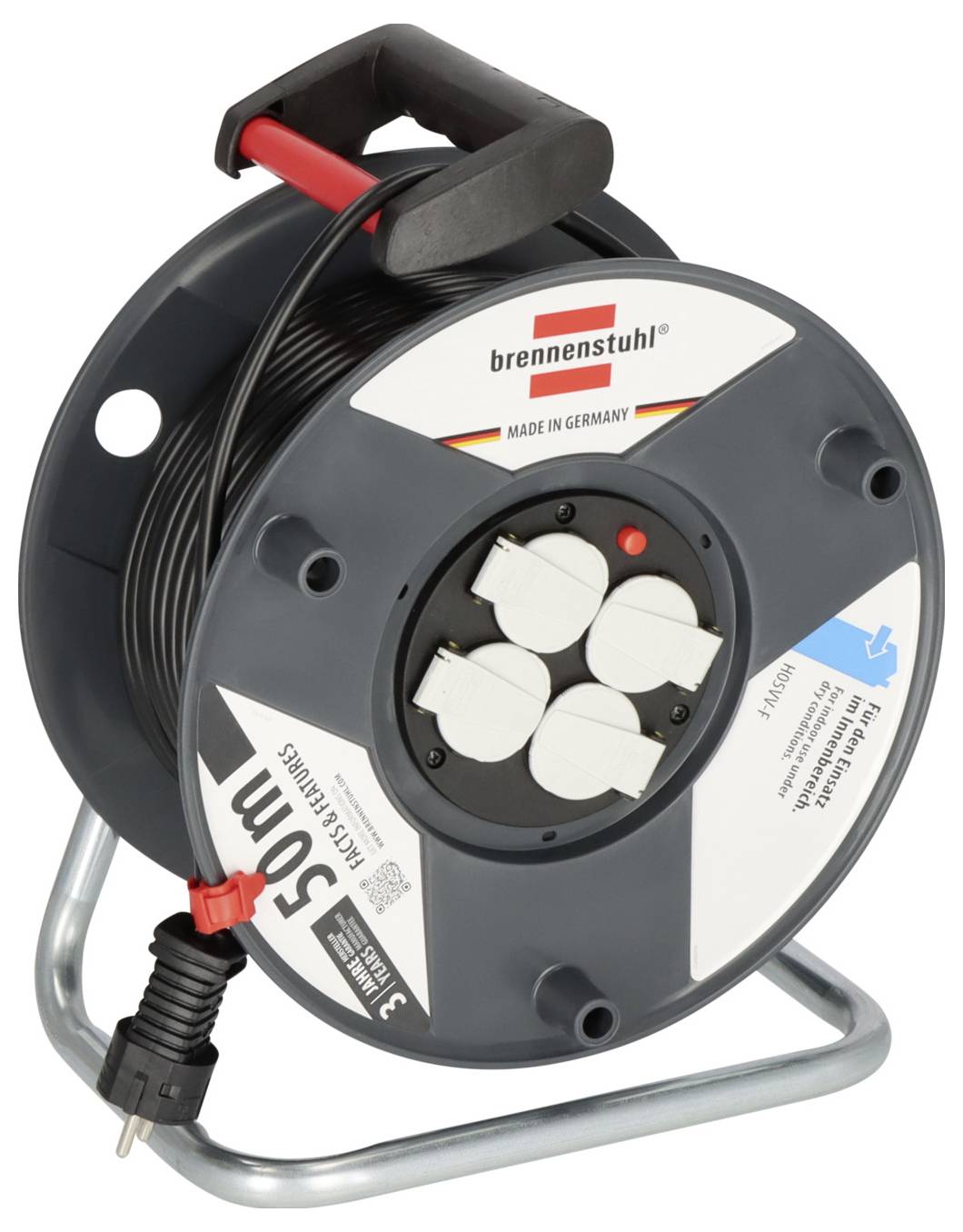 Brennenstuhl 1205066 Kabeltrommel 50m Schwarz Schutzkontakt-Stecker