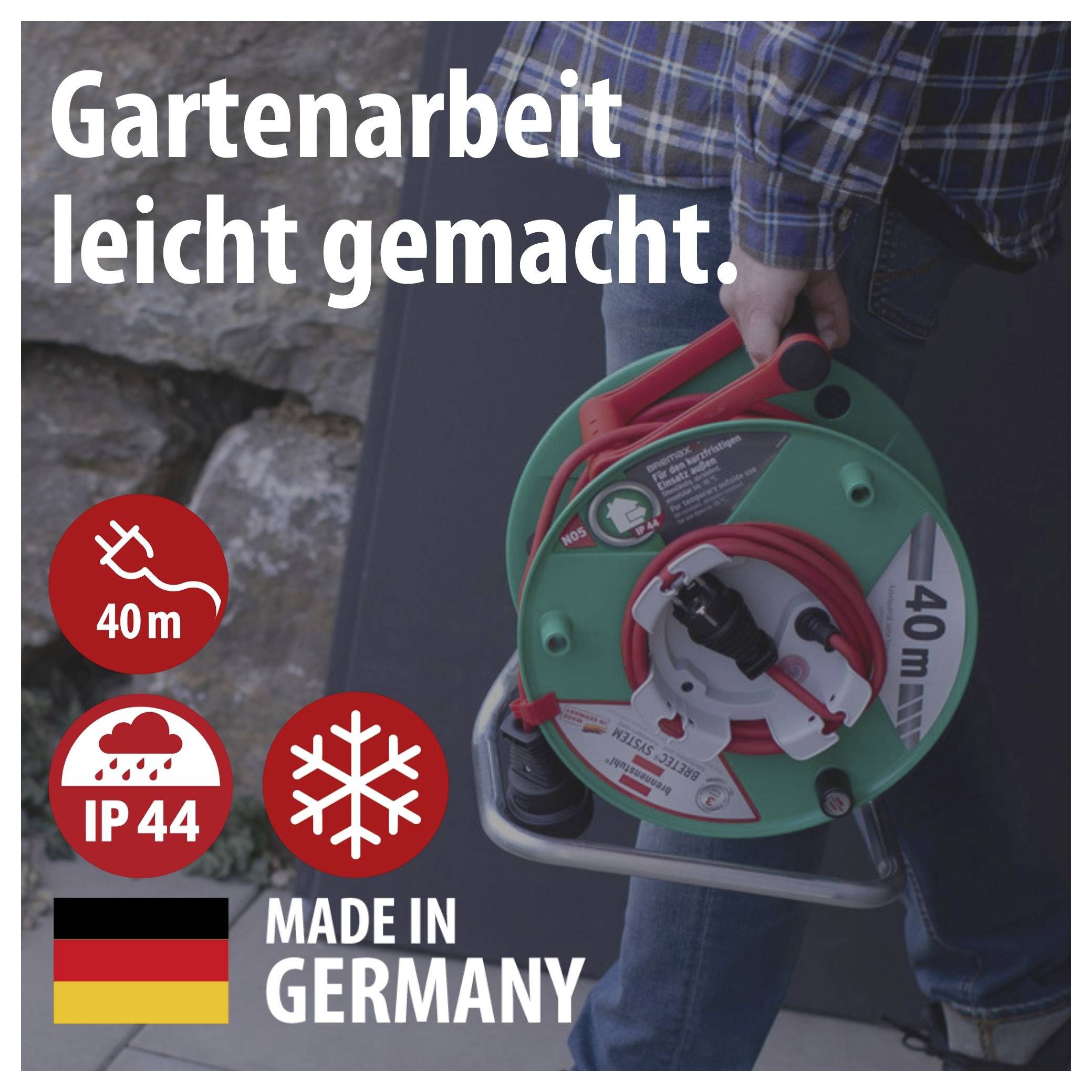 Brennenstuhl 1188470 Kabeltrommel 40 m Rot Schutzkontakt-Stecker