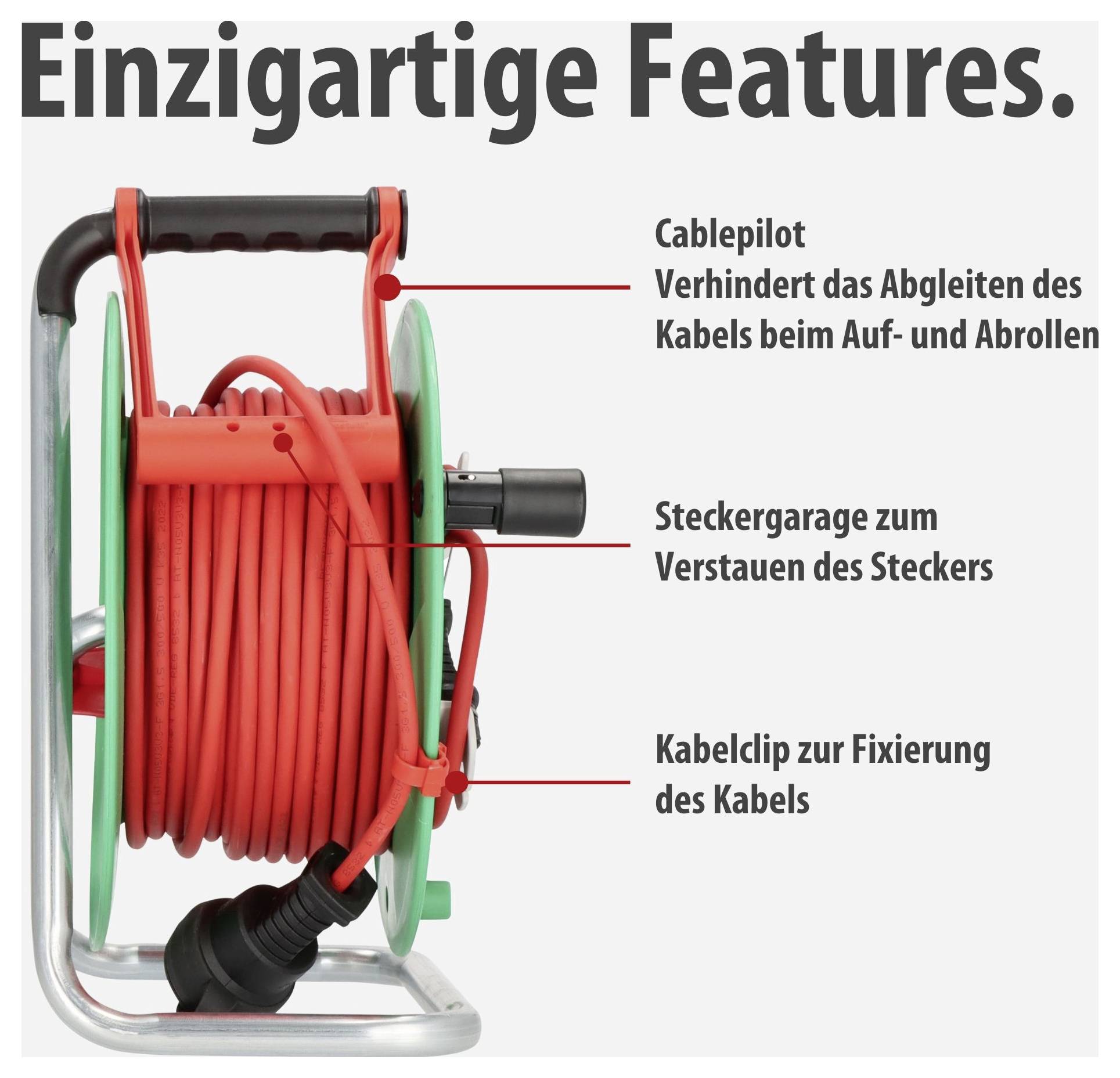 Brennenstuhl 1188470 Kabeltrommel 40 m Rot Schutzkontakt-Stecker