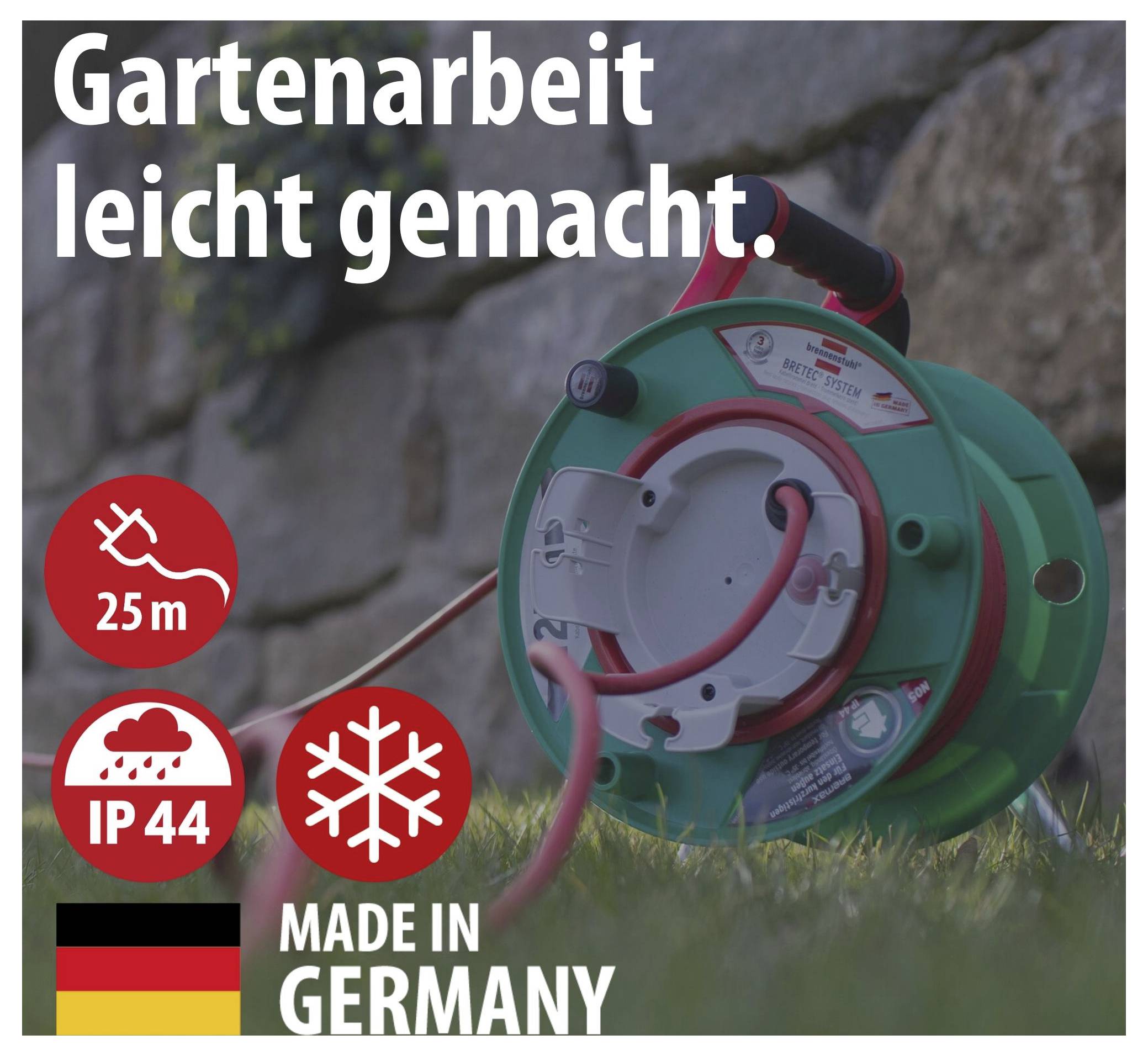 Brennenstuhl 1148370 Kabeltrommel 25.00 m Rot Schutzkontakt-Stecker