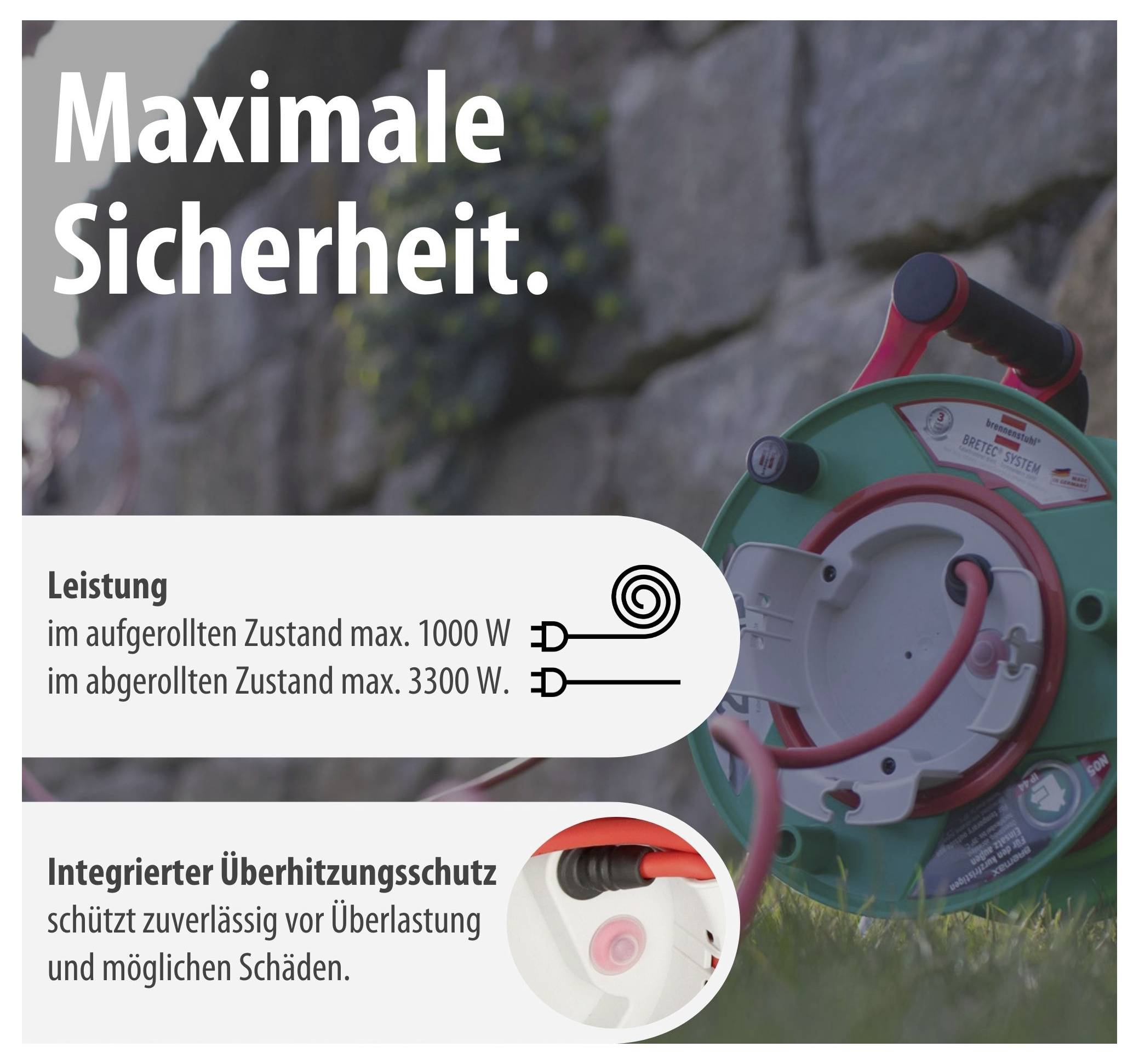 Brennenstuhl 1148370 Kabeltrommel 25.00 m Rot Schutzkontakt-Stecker