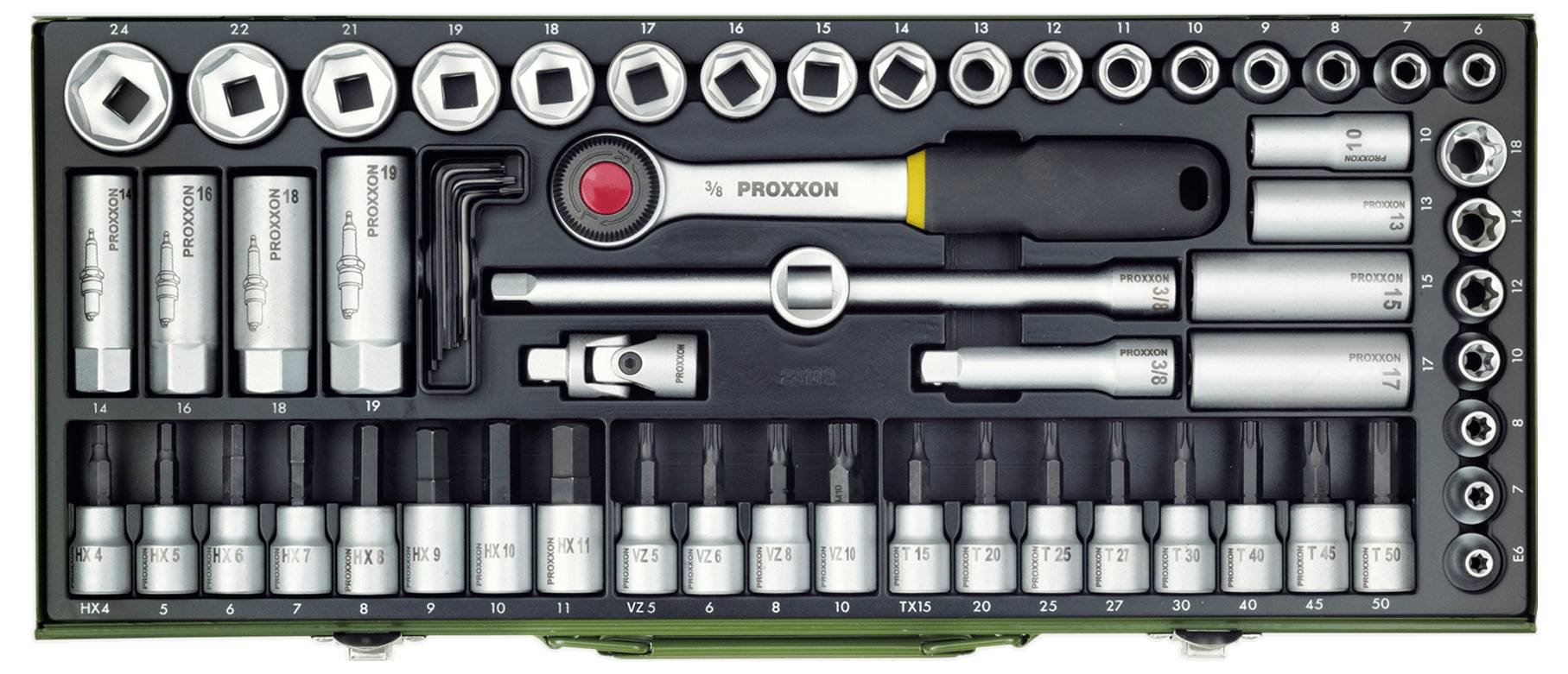 Proxxon Industrial Steckschlüsselsatz metrisch 3/8" (10 mm) 65teilig 23112