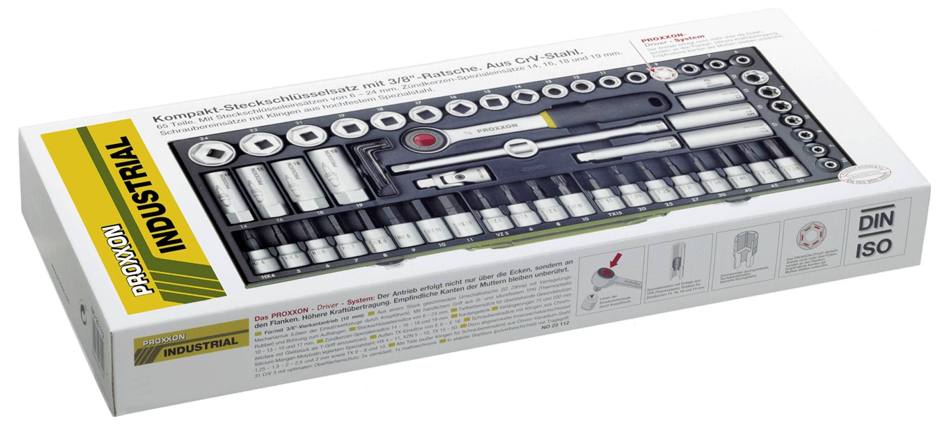 Proxxon Industrial Steckschlüsselsatz metrisch 3/8" (10 mm) 65teilig 23112