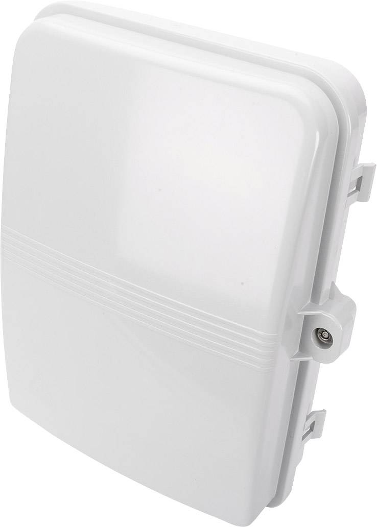 Weißer, rechteckiger Kunststoffkasten mit abgerundeten Ecken und Seitenclips, teilweise geöffnet. Nutzung oder Inhalt nicht ersichtlich.