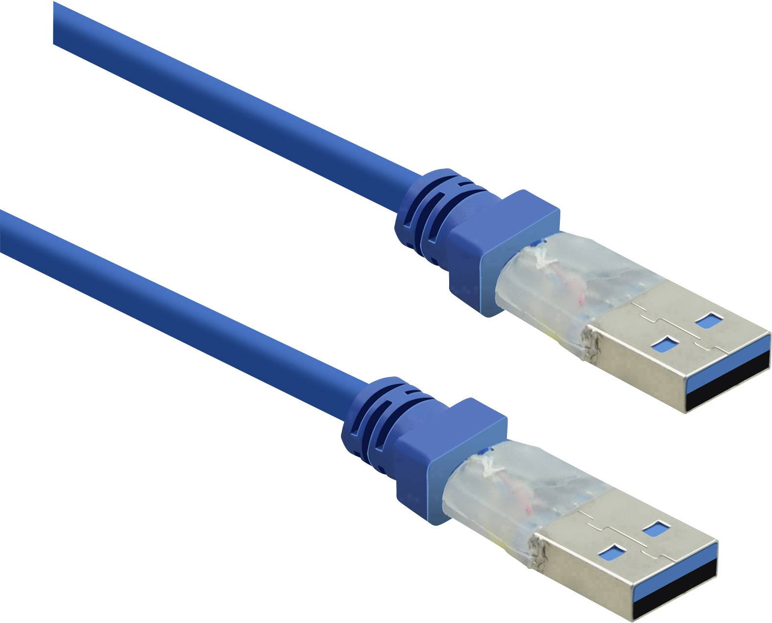 Renkforce USB-Kabel USB 3.2 Gen1 USB-A Stecker 0.50m Blau vergoldete Steckkontakte RF-4369443