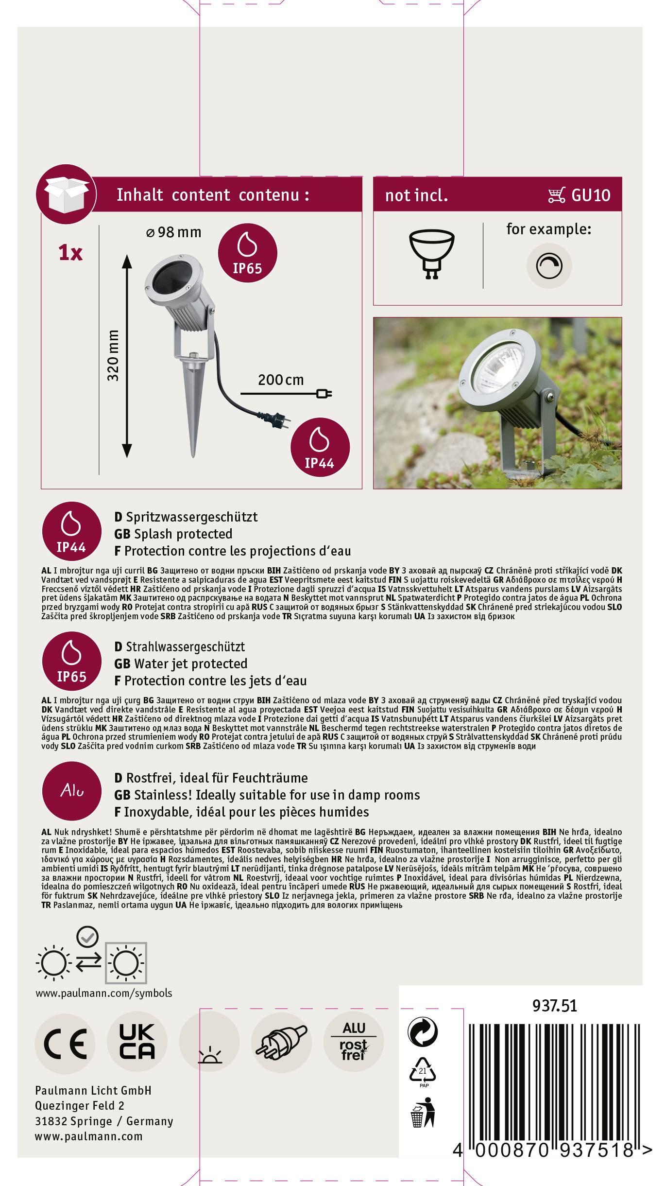Paulmann 93751 Special Line LED-Gartenstrahler LED GU10 28W Aluminium (gebürstet)