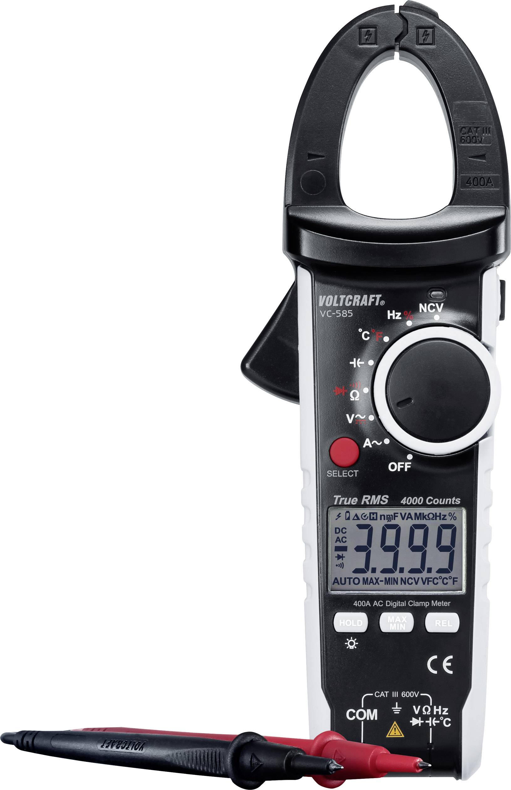 VOLTCRAFT VC585 Stromzange digital CAT III 600 V Anzeige (Counts): 4000