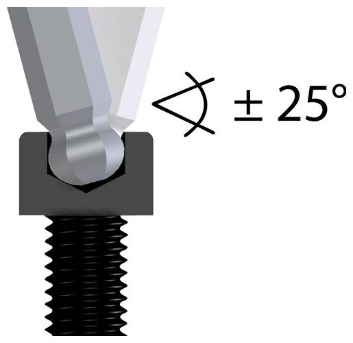 Eine metallische Scharnierbaukomponente ermöglicht eine Winkelverstellung von plus oder minus 25 Grad und demonstriert damit die Rotationsfähigkeit in der Ingenieursgestaltung.