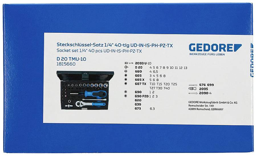 Gedore Steckschlüsselsatz metrisch 1/4" (6.3 mm) 40teilig 1815660