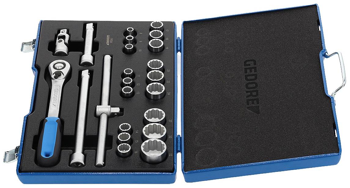 Gedore Steckschlüsselsatz metrisch 1/2" (12.5 mm) 23teilig 2545845