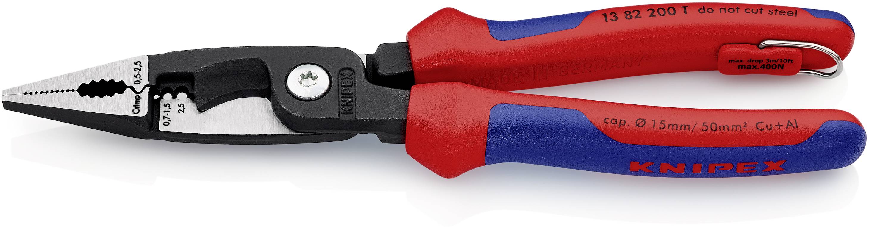 Knipex 13 82 200 T Multifunktionszange mit Sicherungsöse 0.5 bis 2.5 mm²