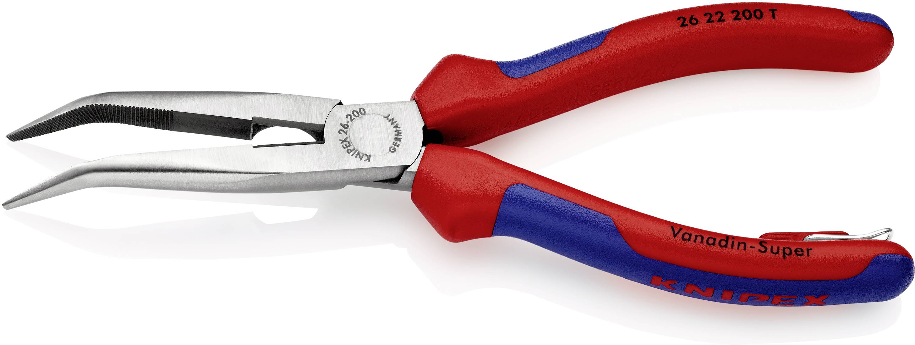 Knipex 26 22 200 T Werkstatt Flachrundzange 40° gebogen Vanadium Elektrostahl 200 mm