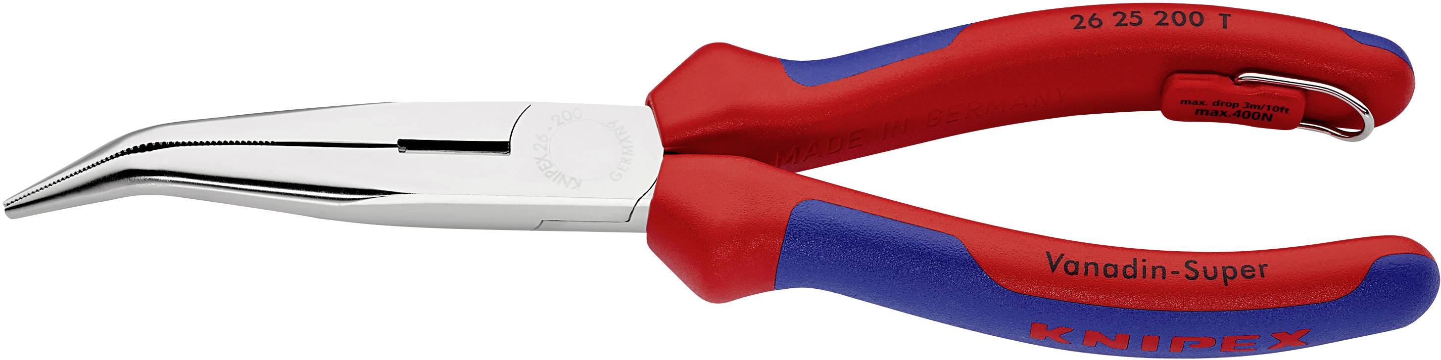 Knipex 26 25 200 T Werkstatt Flachrundzange 40° gebogen 200 mm