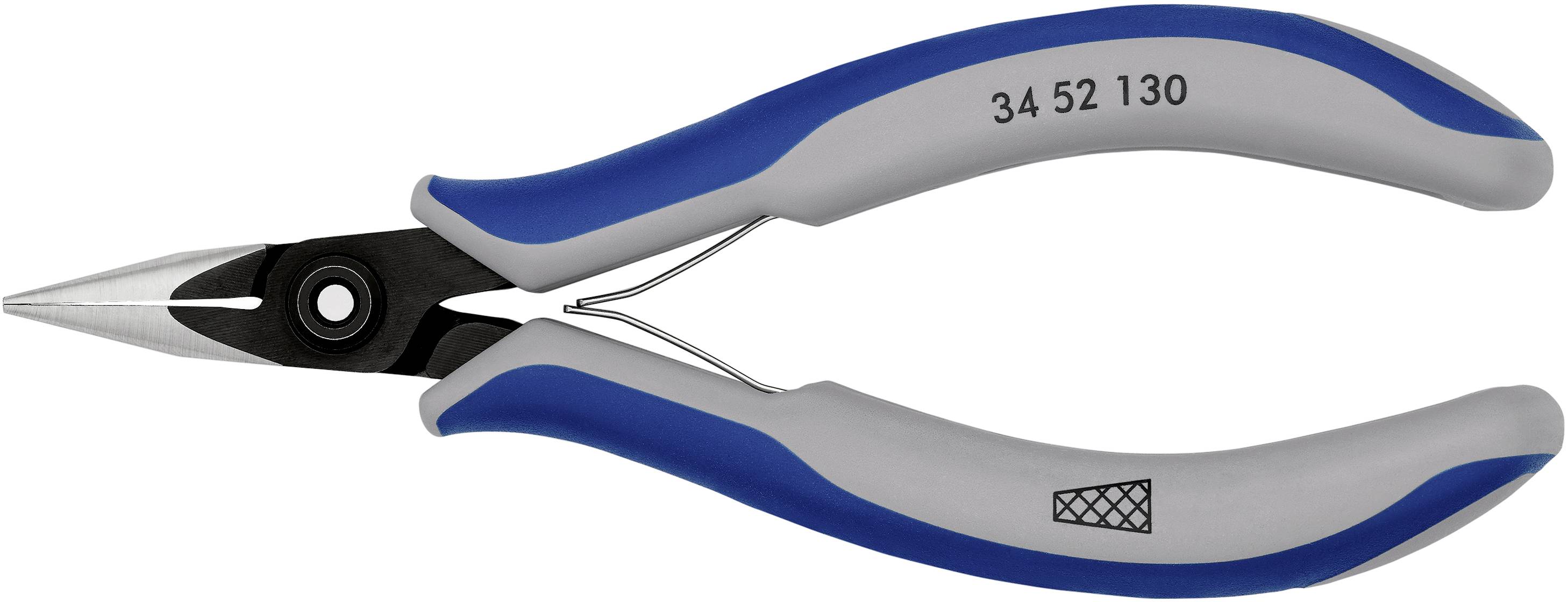 Knipex 34 52 130 Elektronik- u. Feinmechanik Flachrundzange Chrom-Vanadium Kugellagerstahl 130mm