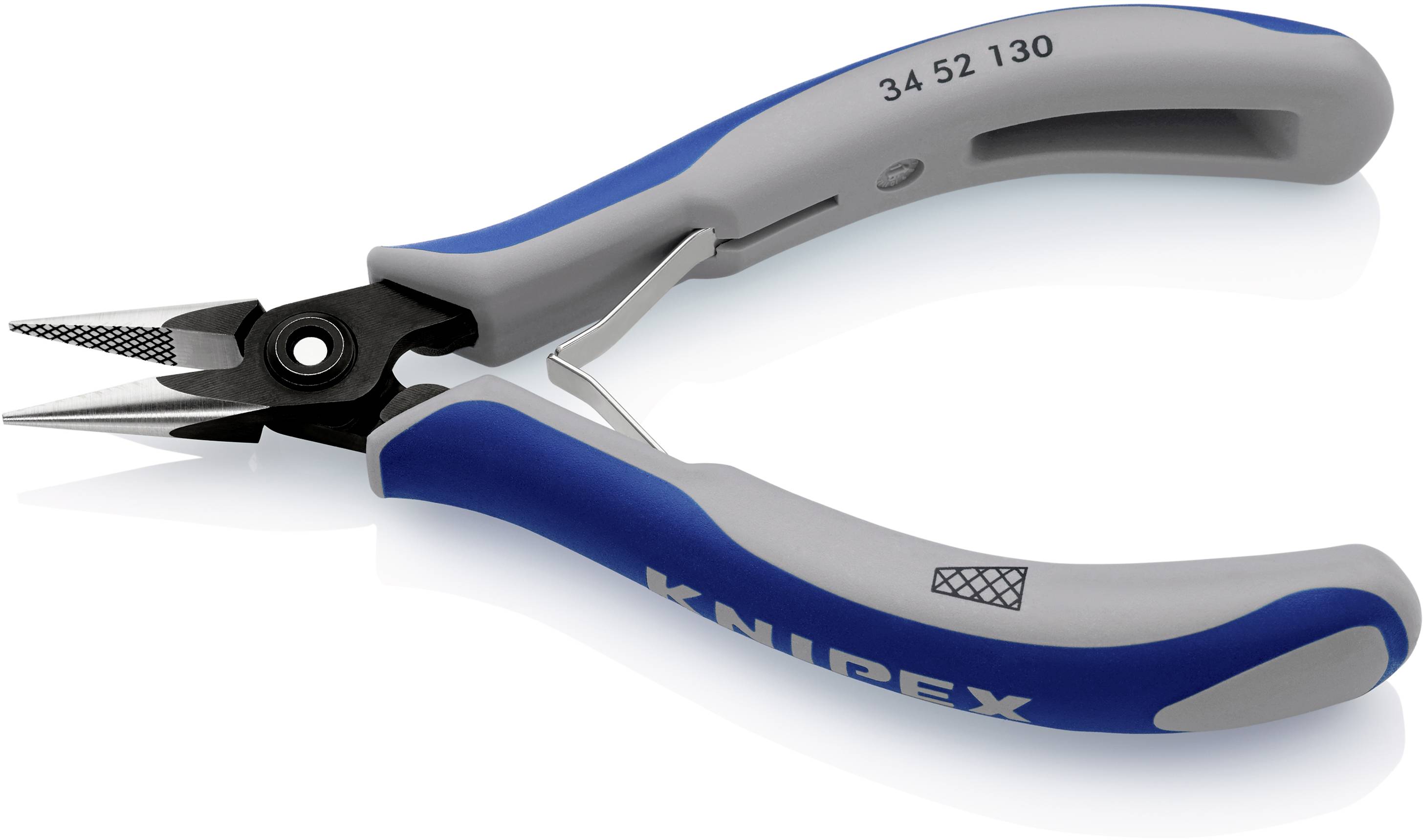 Knipex 34 52 130 Elektronik- u. Feinmechanik Flachrundzange Chrom-Vanadium Kugellagerstahl 130mm
