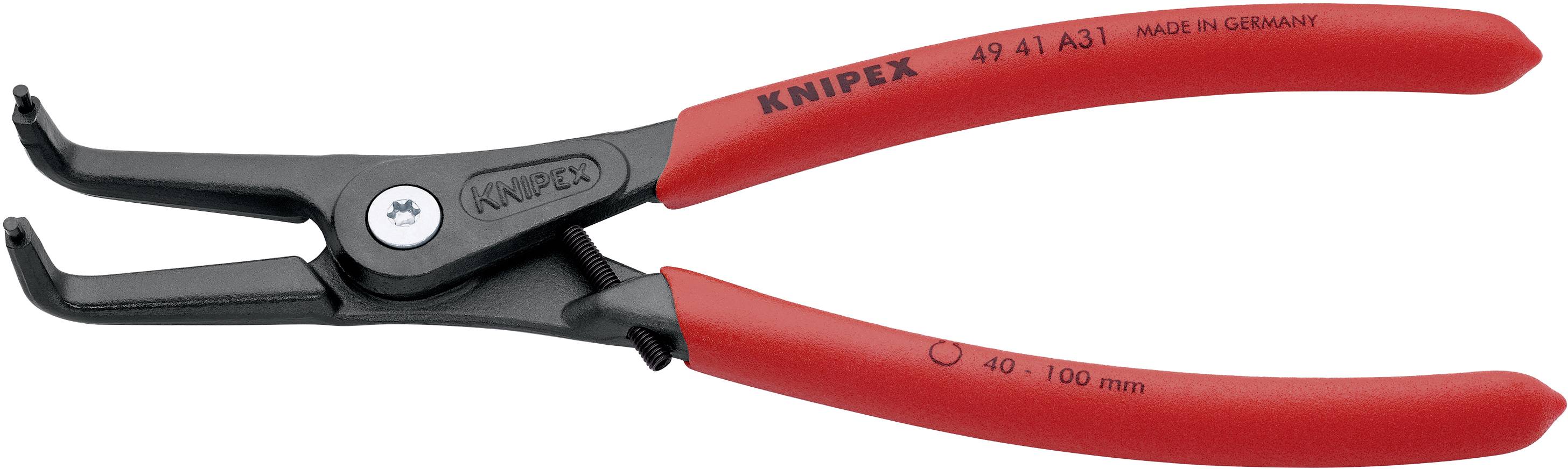 Knipex 49 41 A31 Seegeringzange Passend für (Seegeringzangen) Außenringe 40-100mm Spitzenform (Details) abgewinkelt 90°