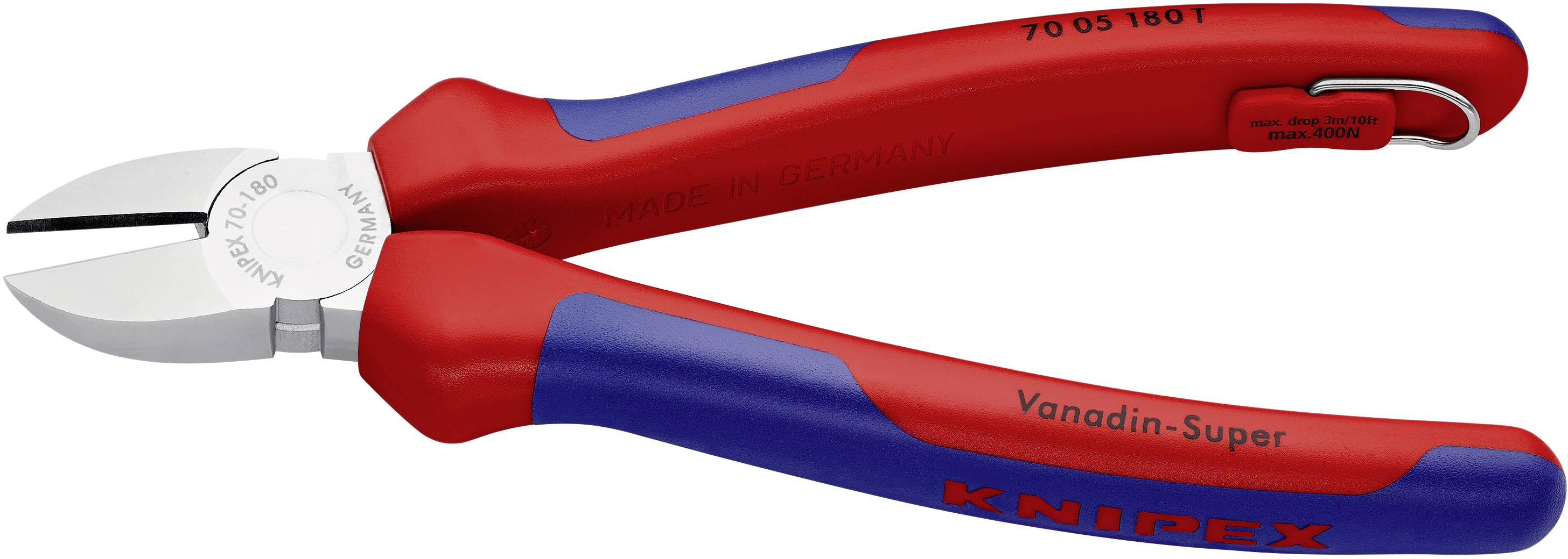 Knipex 70 05 180 T Werkstatt Seitenschneider mit Sicherungsöse 180 mm