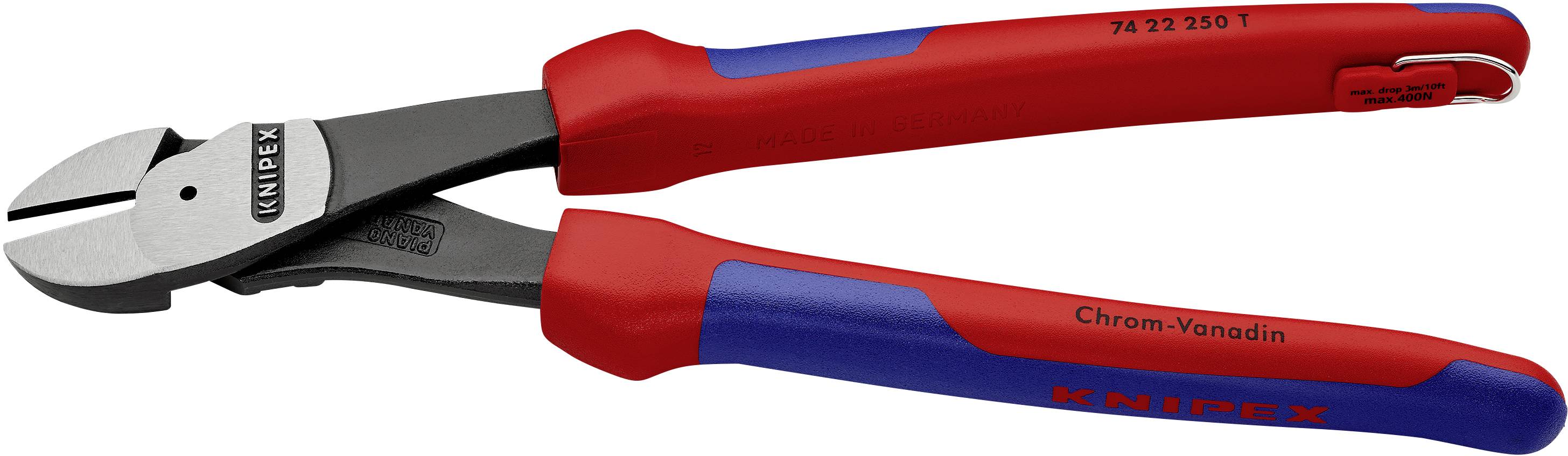 Knipex 74 22 250 T Werkstatt Kraft-Seitenschneider mit Sicherungsöse 250mm