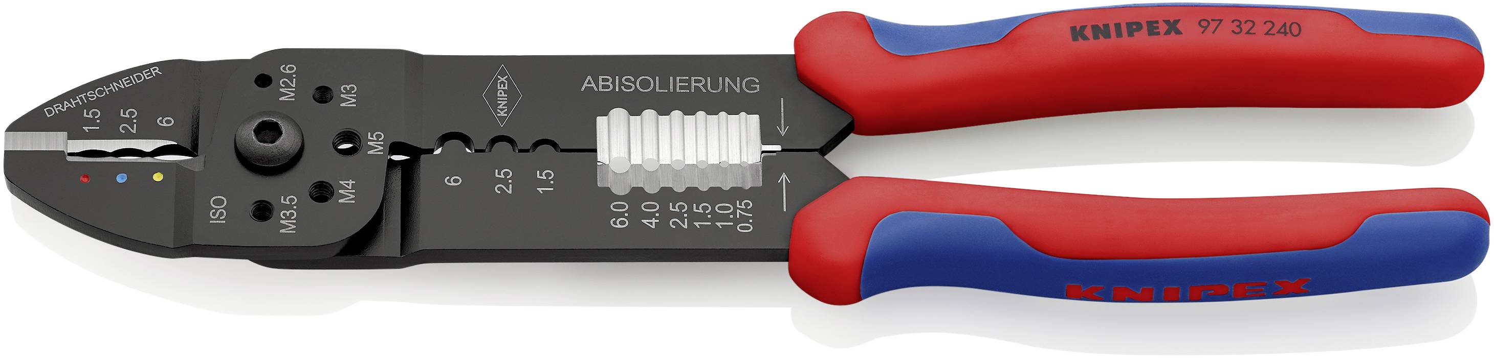 Knipex 97 32 240 Crimpzange Isolierte Kabelschuhe, Isolierte Steckverbinder 1.5 bis 6mm²