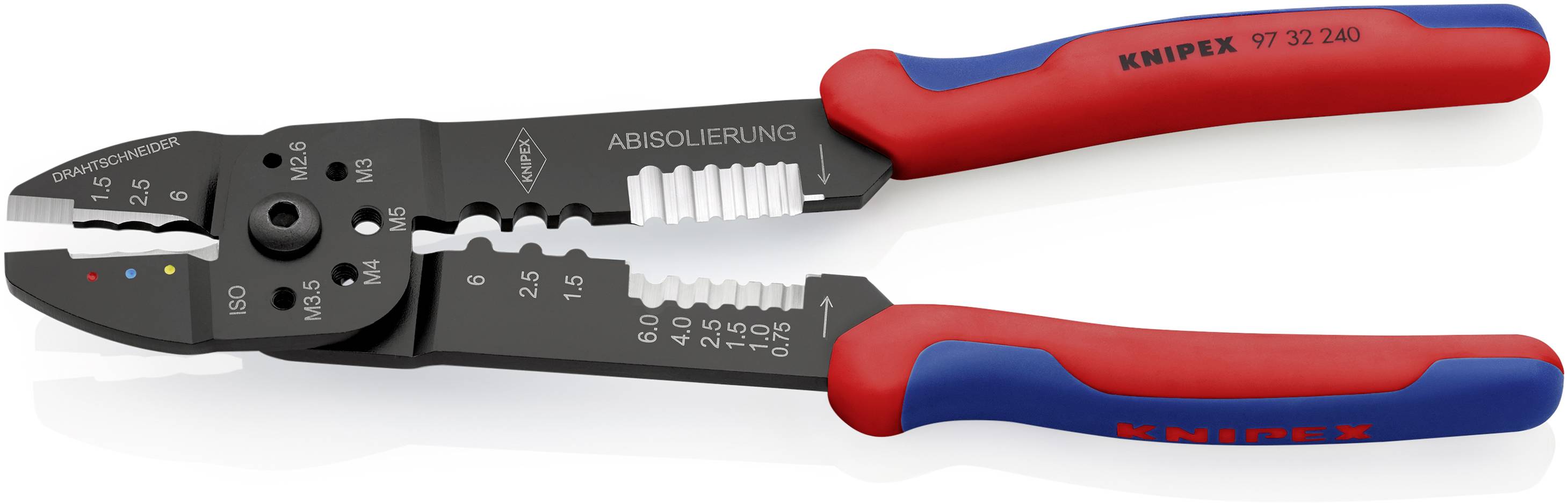 Knipex 97 32 240 Crimpzange Isolierte Kabelschuhe, Isolierte Steckverbinder 1.5 bis 6 mm²
