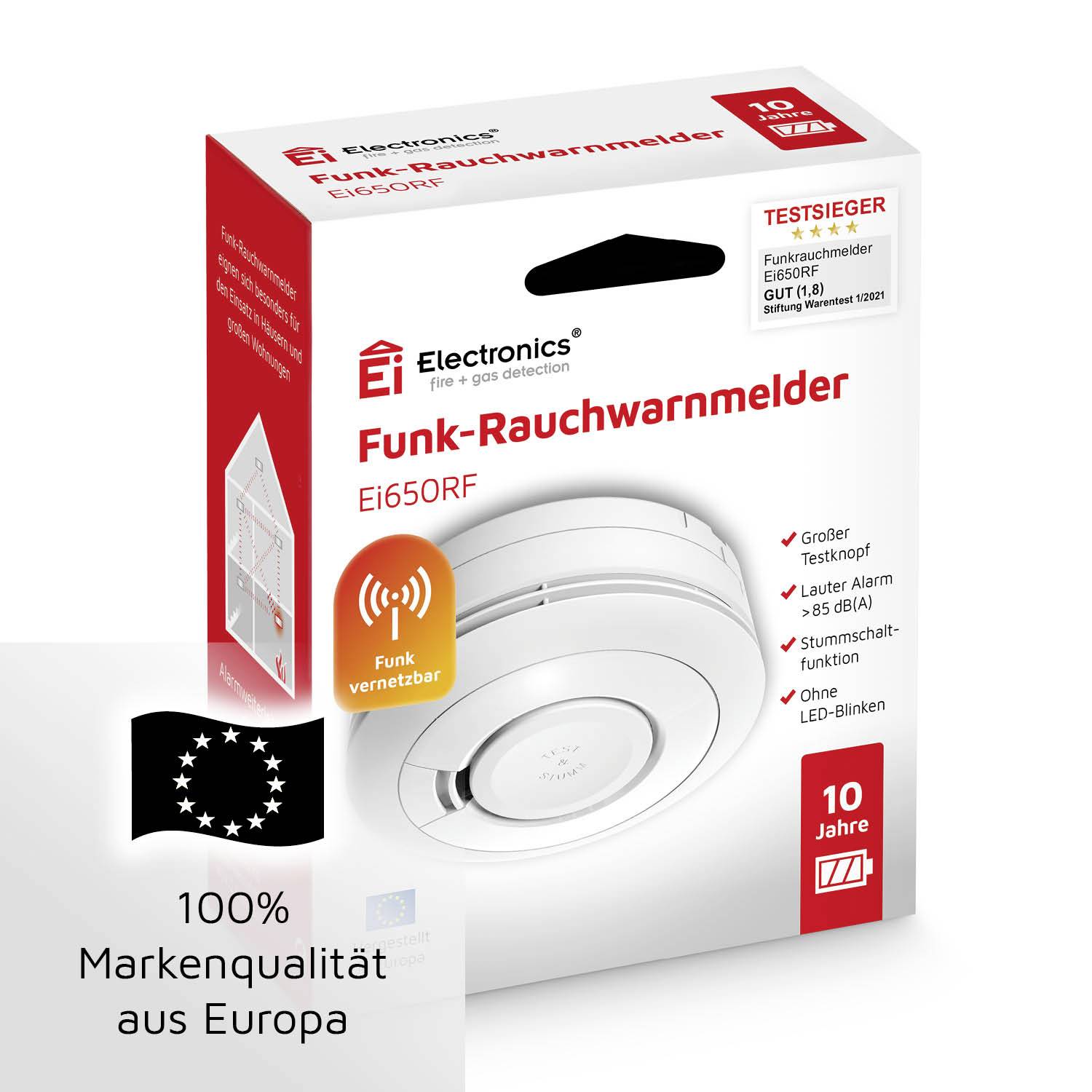 Ei Electronics Funk-Rauchwarnmelder inkl. 10 Jahres-Batterie, vernetzbar batteriebetrieben (Ø x H) 115mm x 45mm