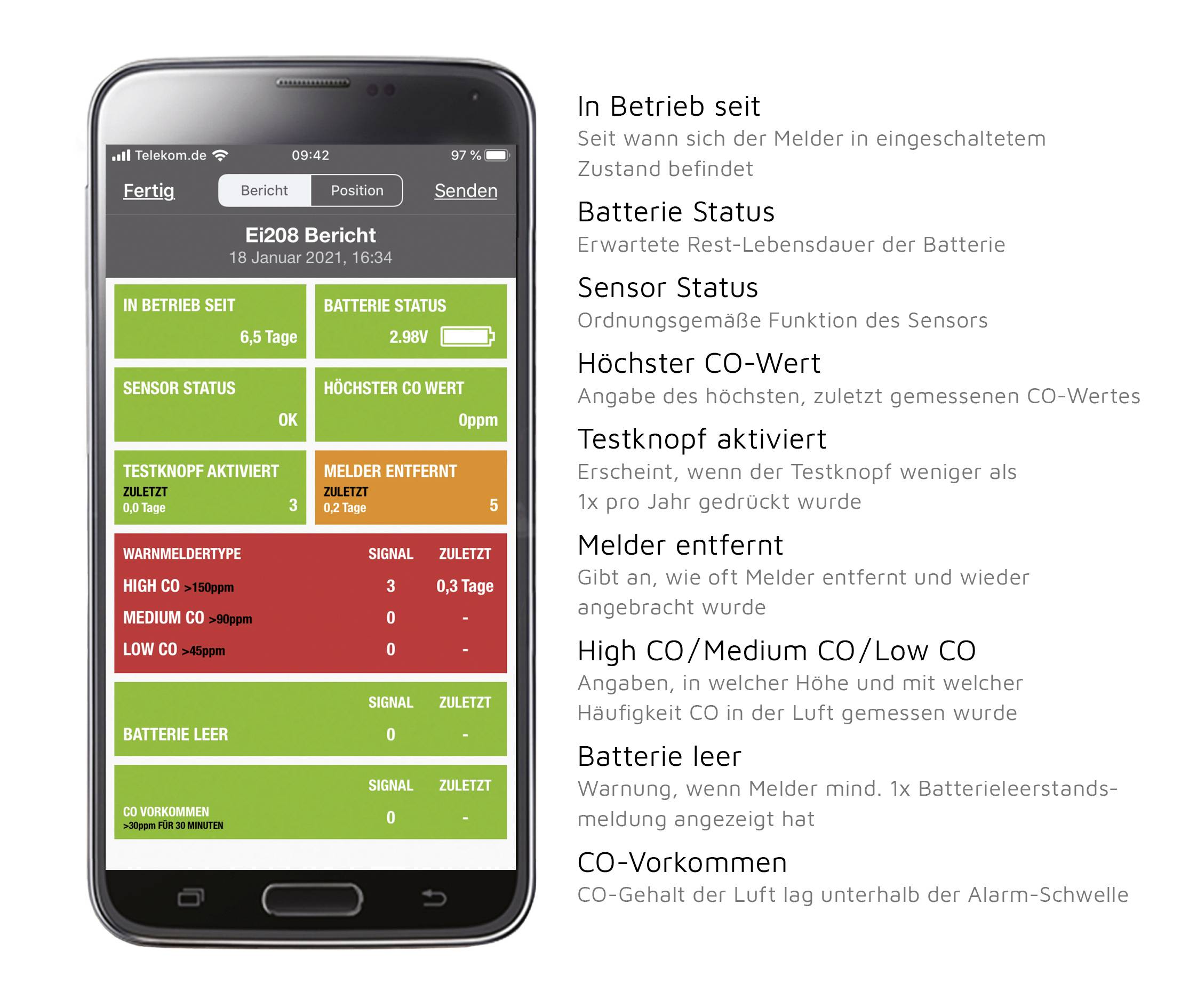 Ei Electronics i-serie Kohlenmonoxid-Melder inkl. 10 Jahres-Batterie batteriebetrieben detektiert Kohlenmonoxid