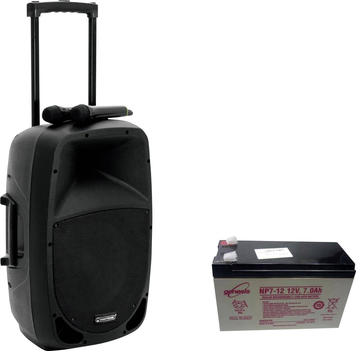 Omnitronic MES-12BT2 Mobiler PA Lautsprecher 30.48cm 12 Zoll akkubetrieben, netzbetrieben 1St.