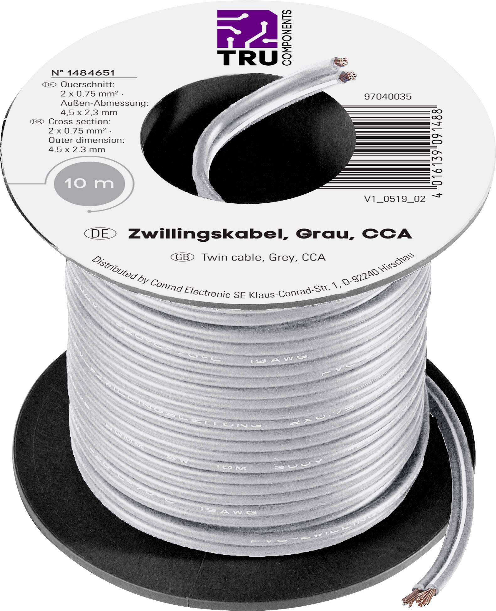 TRU Components 93030c503 Litze 0.75mm² Grau 10m